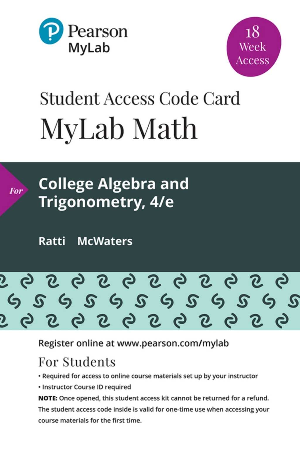 MyLab Math with Pearson eText Access Code (18 Weeks) for College Algebra and Trigonometry 4th Edition â€“ PDF/EPUB Version Downloadable