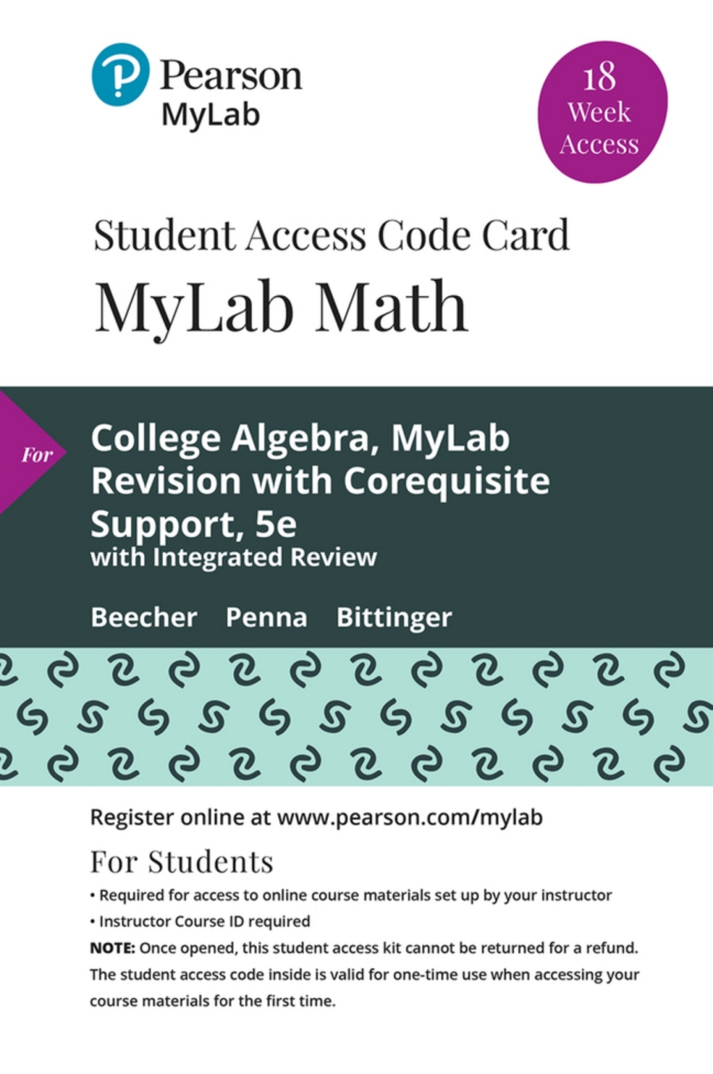 MyLab Math with Pearson eText Access Code (18 Weeks) for College Algebra MyLab Revision with Corequisite Support 5th Edition â€“ PDF/EPUB Version Downloadable