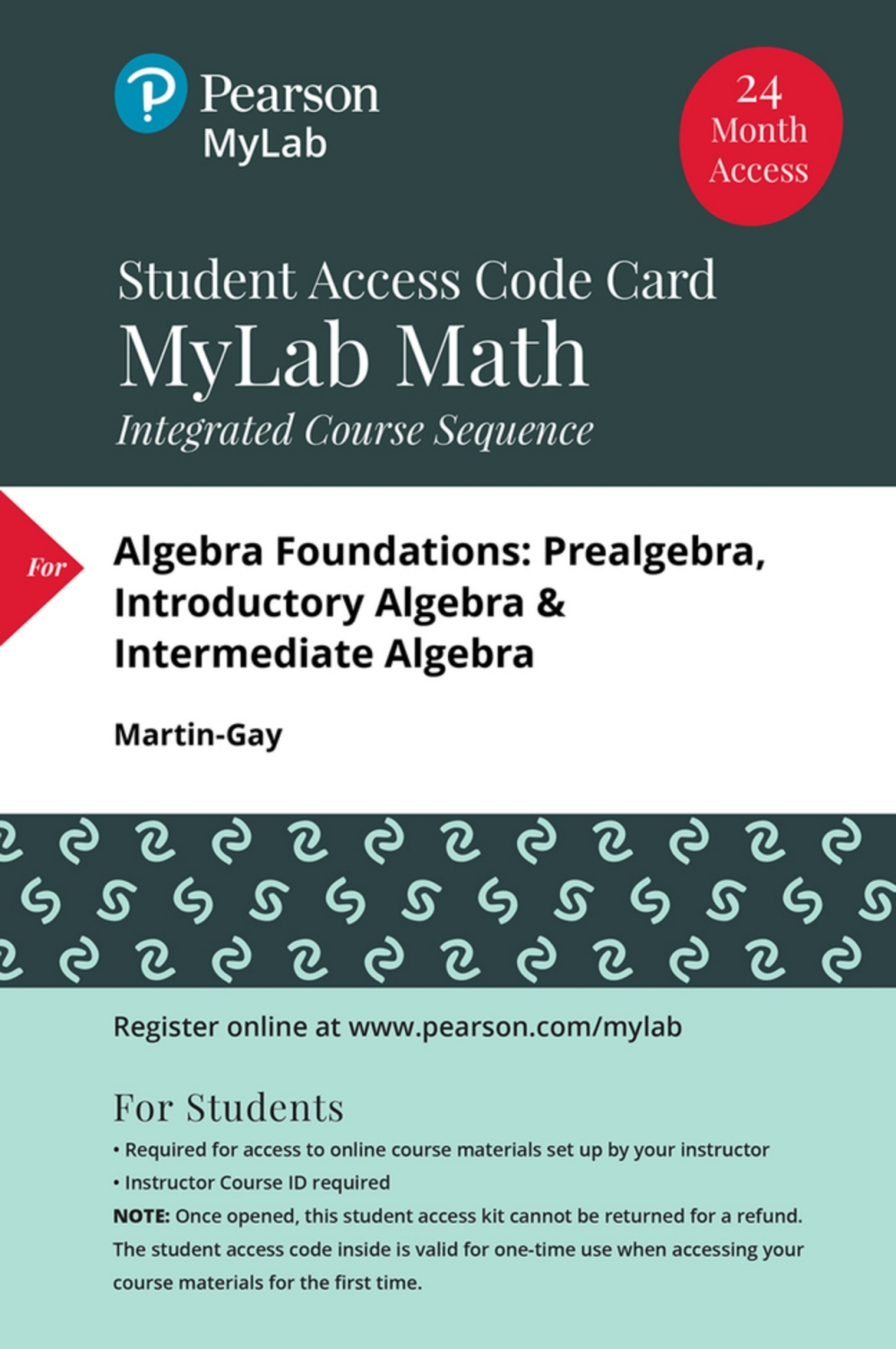 MyLab Math with Pearson eText Access Code (24 month) for Algebra Foundations: Prealgebra, Introductory Algebra & Intermediate Algebra 2nd Edition â€“ PDF/EPUB Version Downloadable