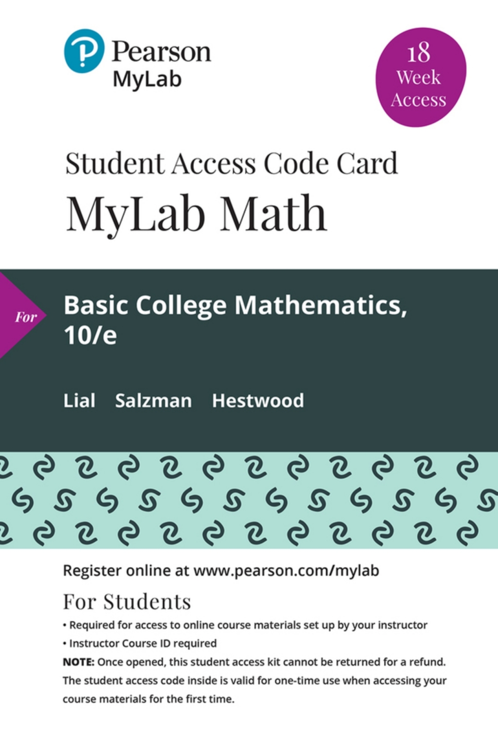 MyLab Math with Pearson eText Access Code for Basic College Mathematics 10th Edition â€“ PDF/EPUB Version Downloadable
