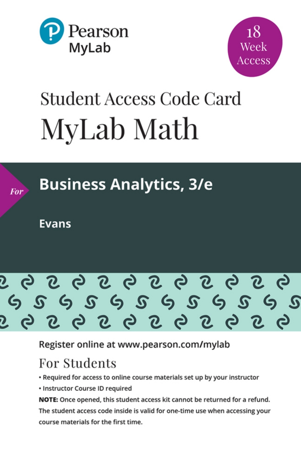 MyLab Statistics with Pearson eText Access Code (18 Weeks) for Business Analytics 3rd Edition â€“ PDF/EPUB Version Downloadable