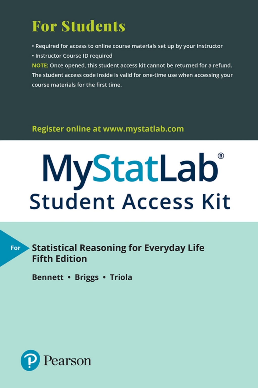 MyLab Statistics with Pearson eText Access Code (24 Months) for Statistical Reasoning for Everyday Life 5th Edition â€“ PDF/EPUB Version Downloadable