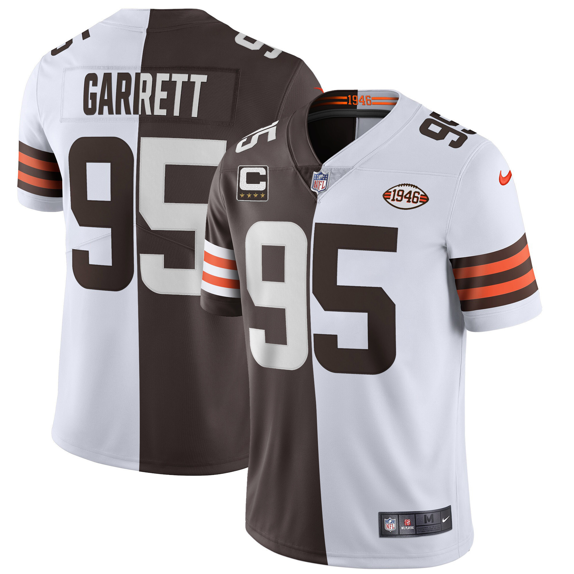 Myles Garrett Men's Cleveland Browns Gold & Split Vapor Limited - All Stitched Split Jersey - All Stitched