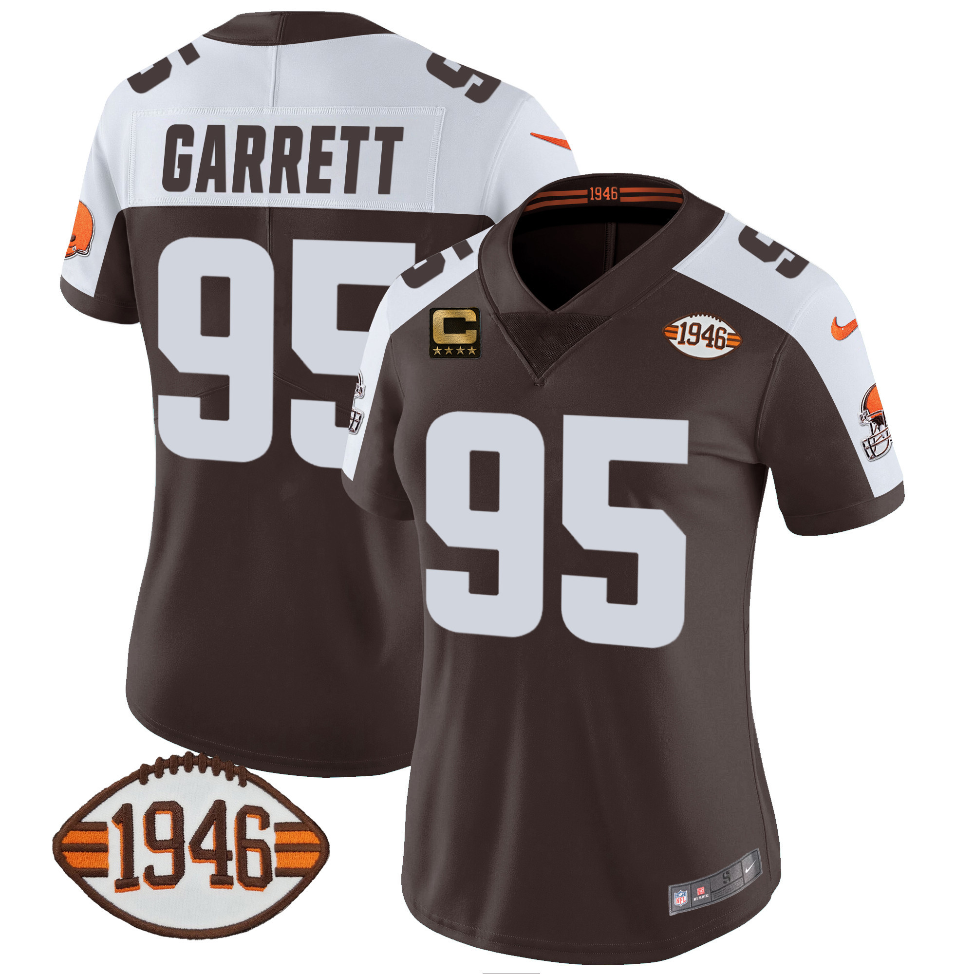 Myles Garrett Women's Cleveland Browns 1946 75th Anniversary Patch Alternate Jersey - All Stitched