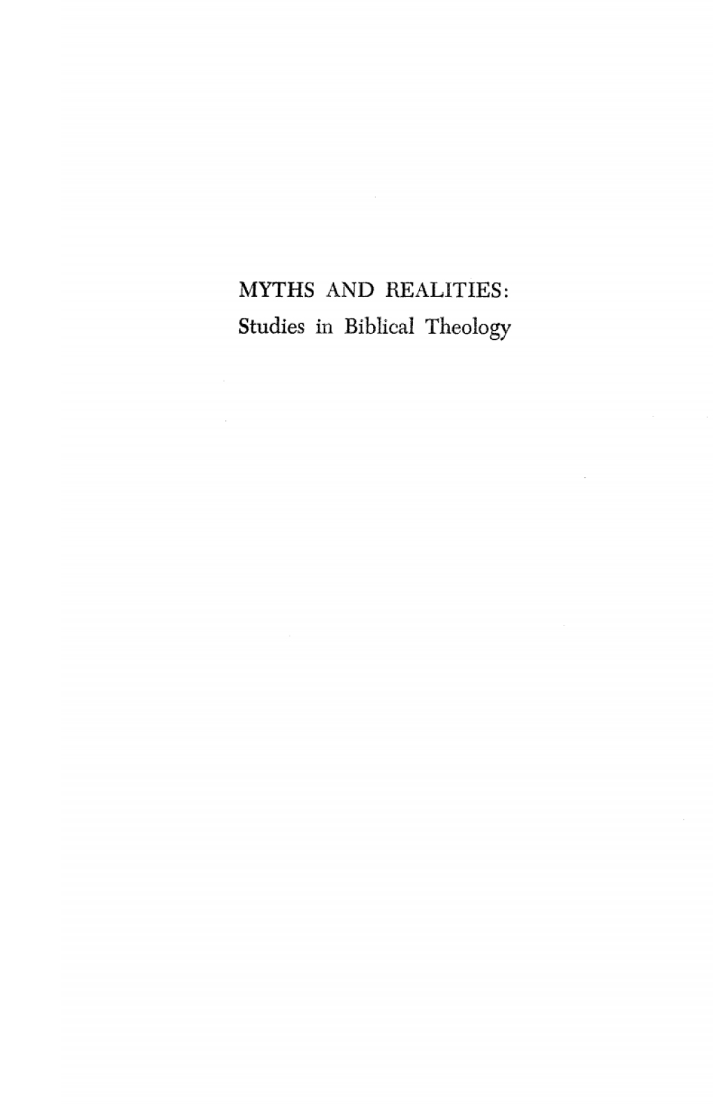 Myths and Realities Studies in Biblical Theology  â€“ PDF/EPUB Version Downloadable