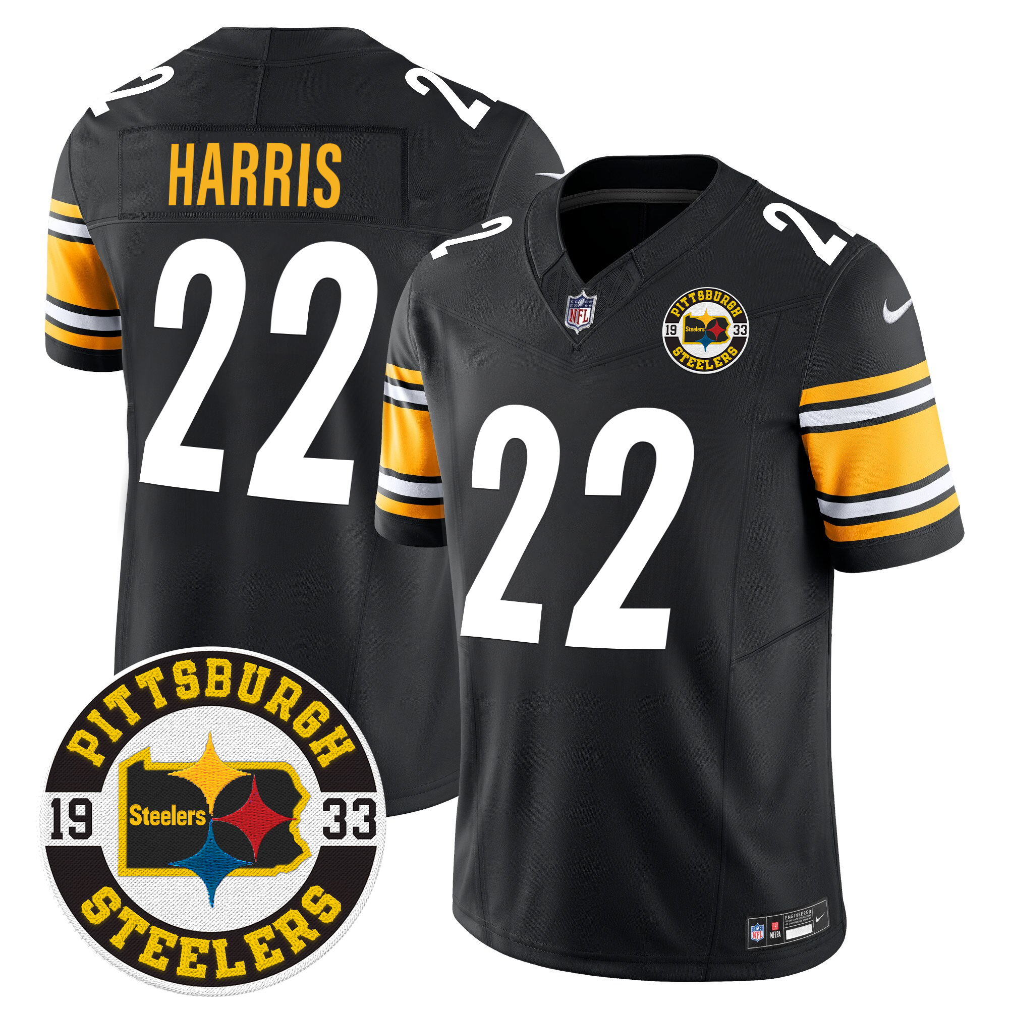 Najee Harris Men's Pittsburgh Steelers 2024 Vapor Limited Black Jersey - All Stitched