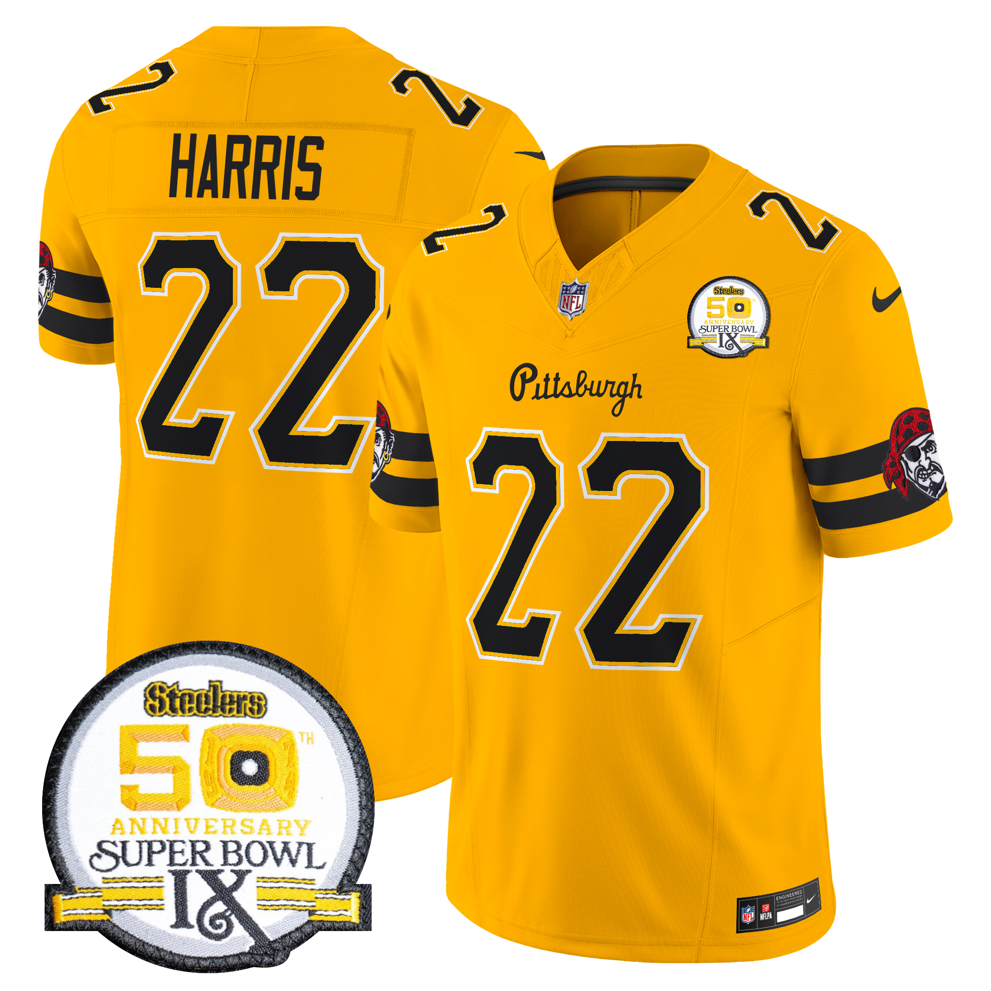 Najee Harris Men's Pittsburgh Steelers 2024 Vapor Limited Gold Jersey - All Stitched