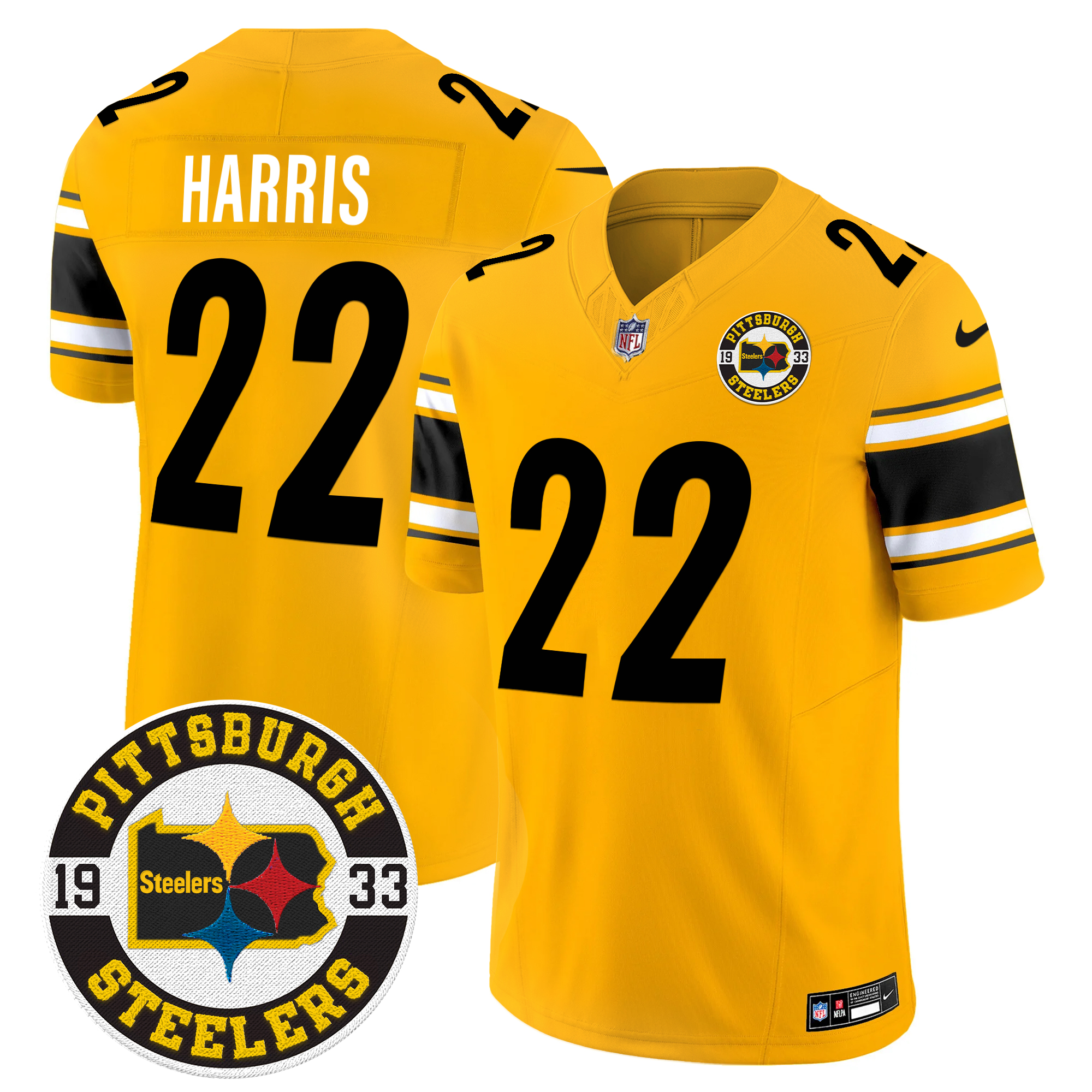 Najee Harris Men's Pittsburgh Steelers 2024 Vapor Limited Gold Jersey - All Stitched