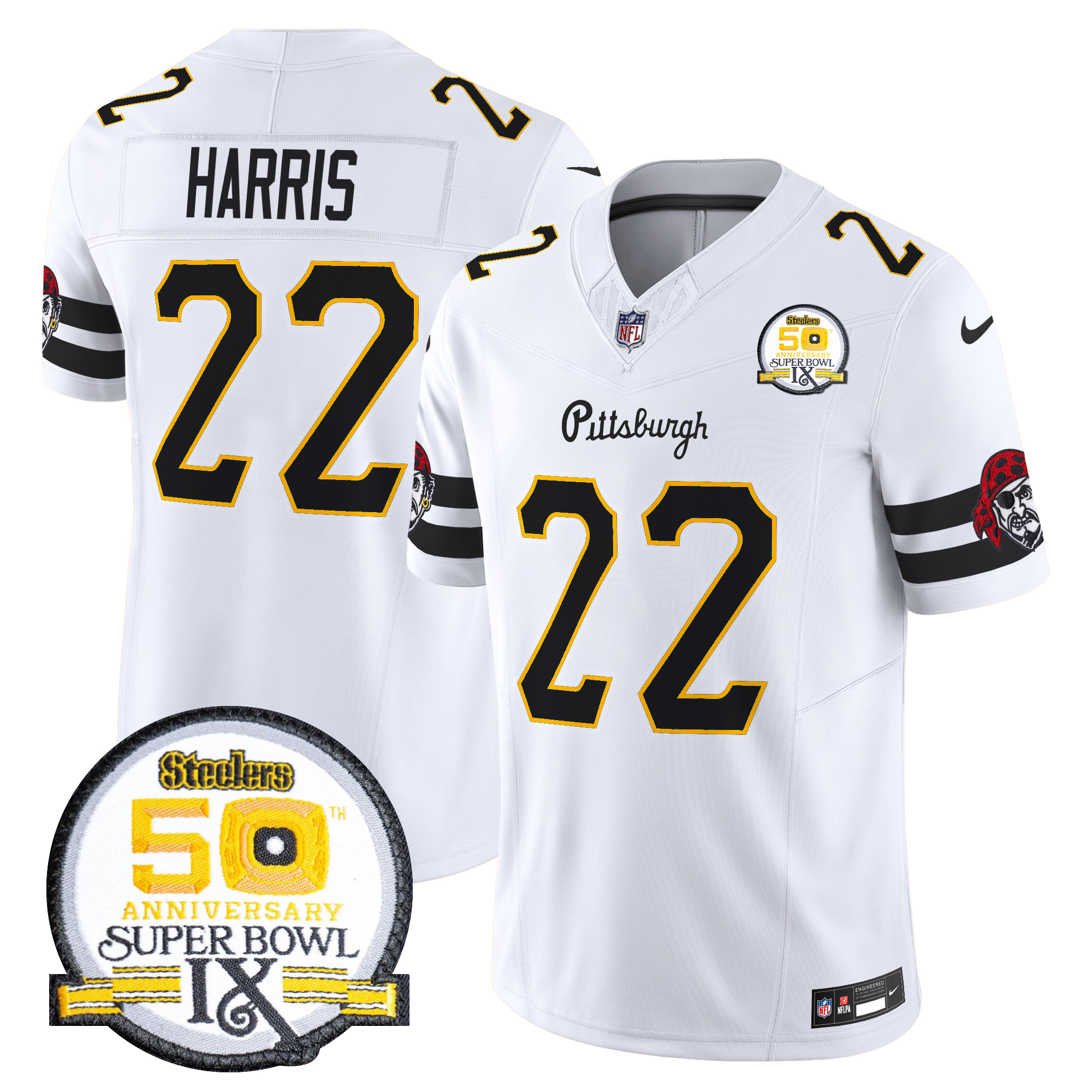Najee Harris Men's Pittsburgh Steelers 2024 Vapor Limited White Jersey - All Stitched