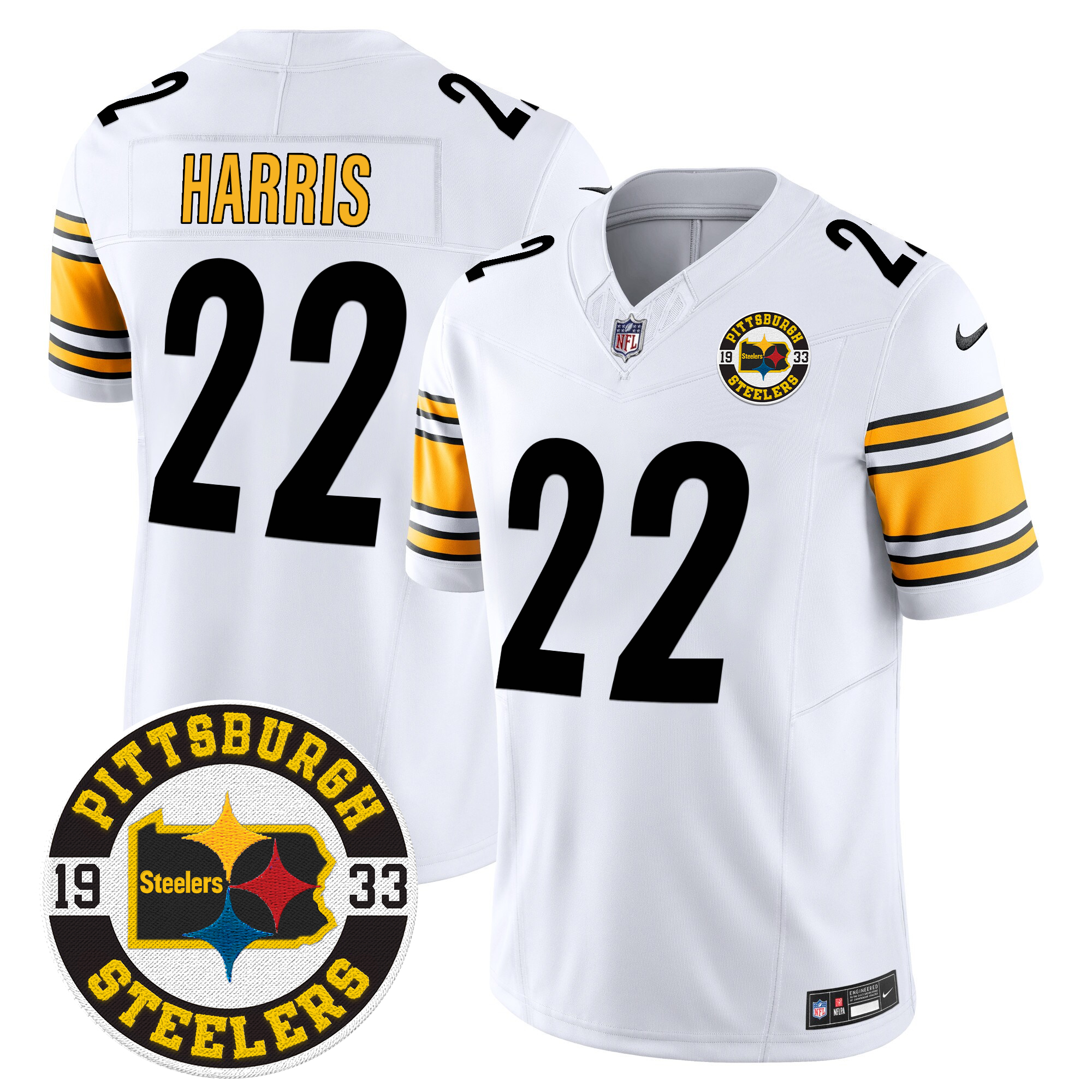 Najee Harris Men's Pittsburgh Steelers 2024 Vapor Limited White Jersey - All Stitched