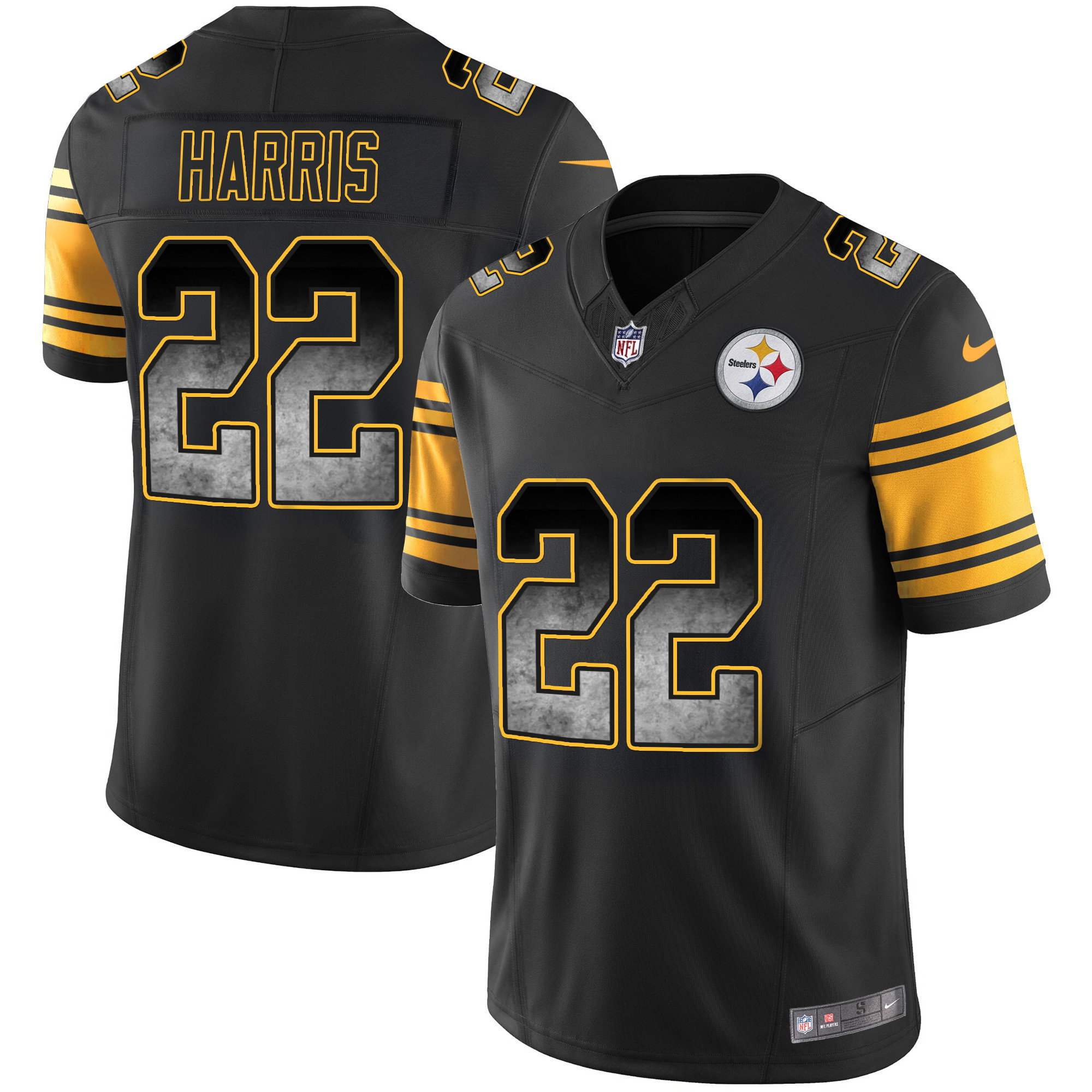 Najee Harris Men's Pittsburgh Steelers Arch Smoke Vapor Color Rush Jersey - All Stitched