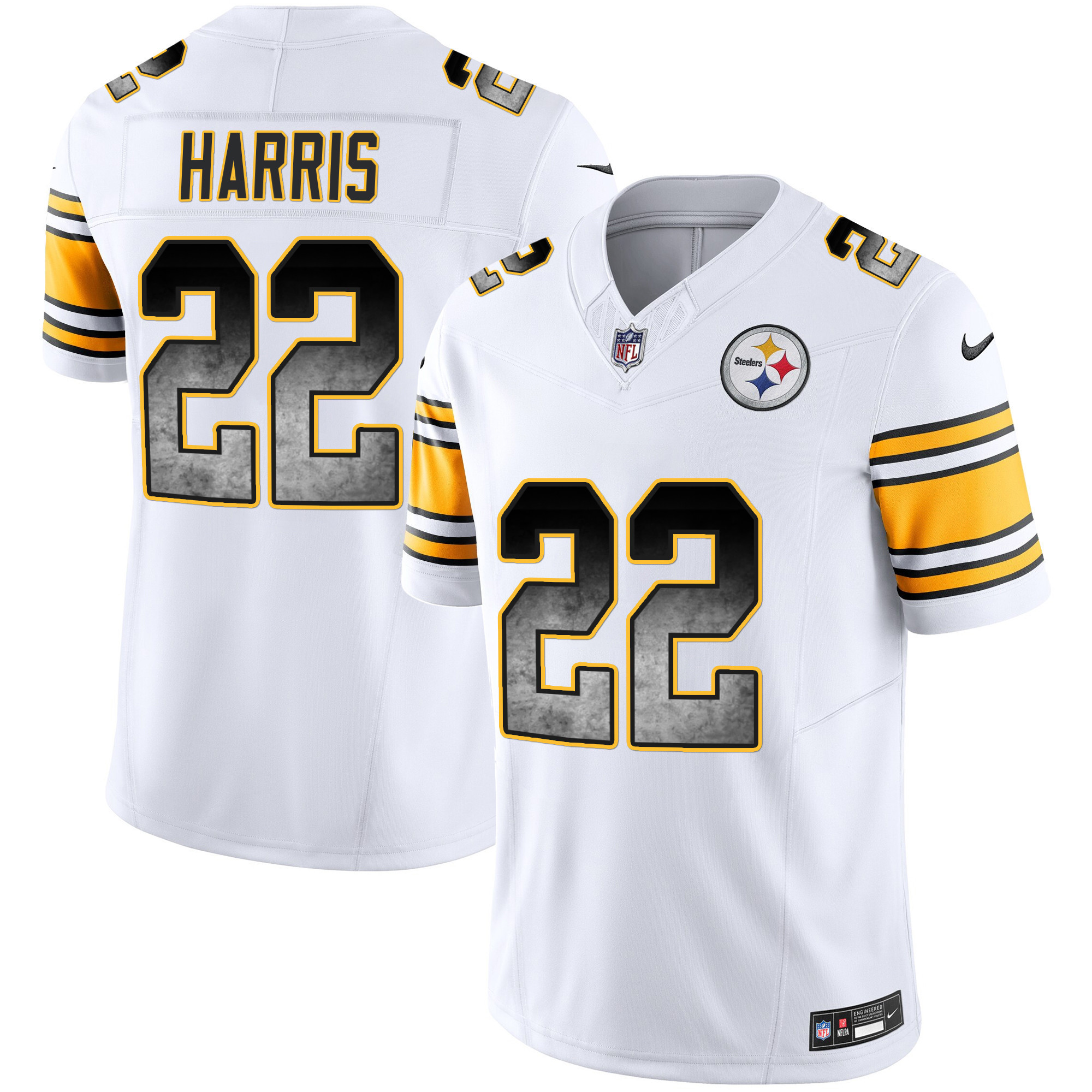 Najee Harris Men's Pittsburgh Steelers Arch Smoke Vapor White Jersey - All Stitched