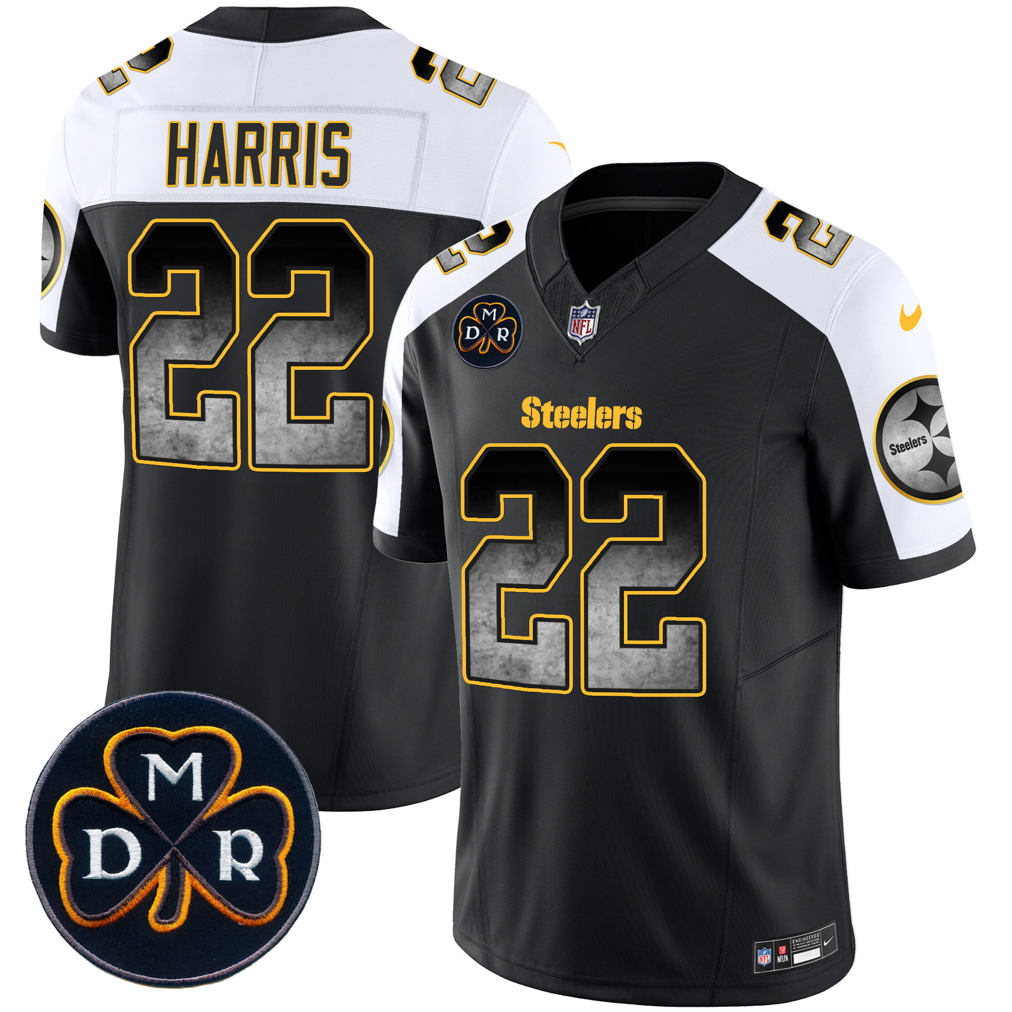 Najee Harris Men's Pittsburgh Steelers DMR Patch Arch Smoke Vapor Limited Alternate Jersey - All Stitched