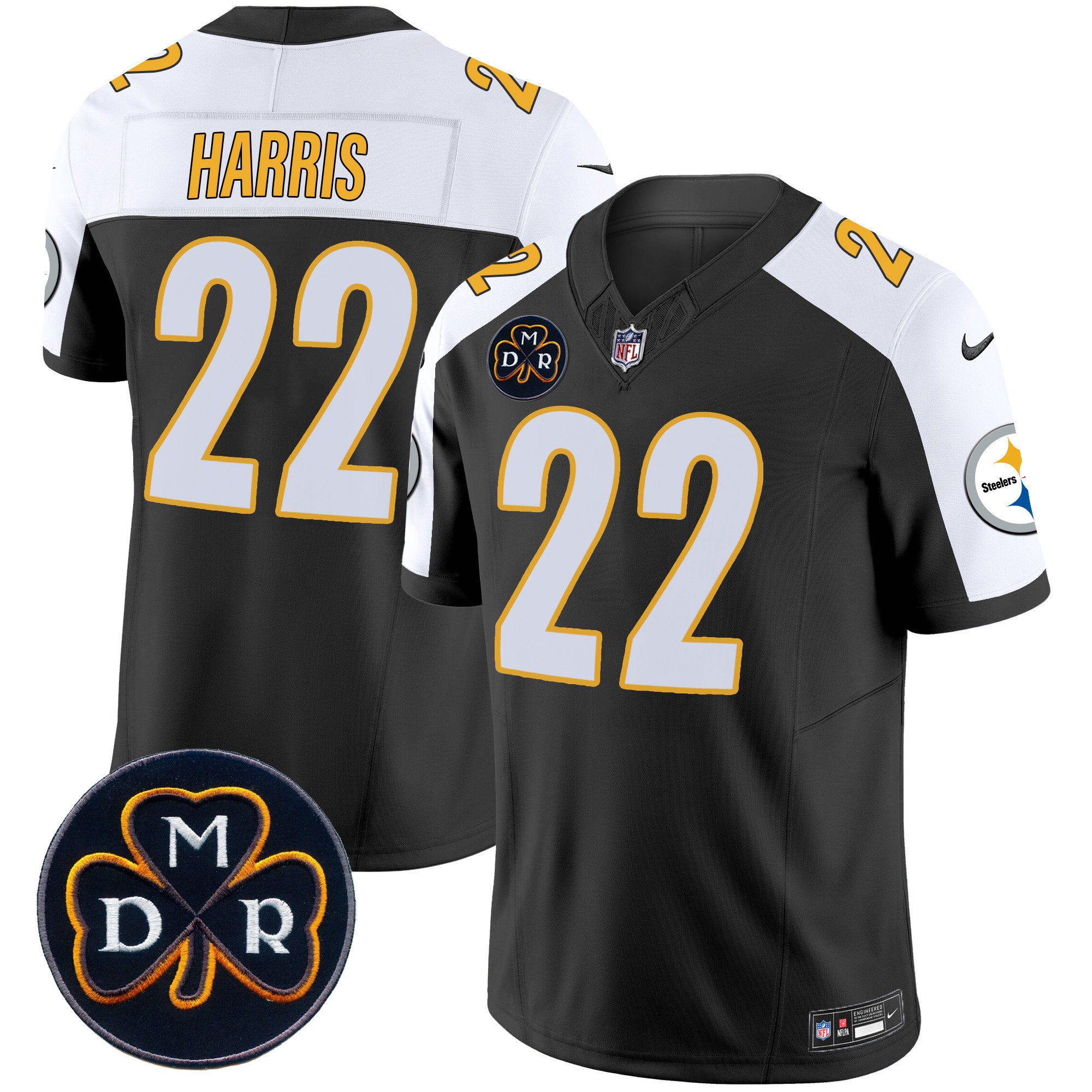 Najee Harris Men's Pittsburgh Steelers DMR Patch Vapor Limited Black Alternate Jersey - All Stitched