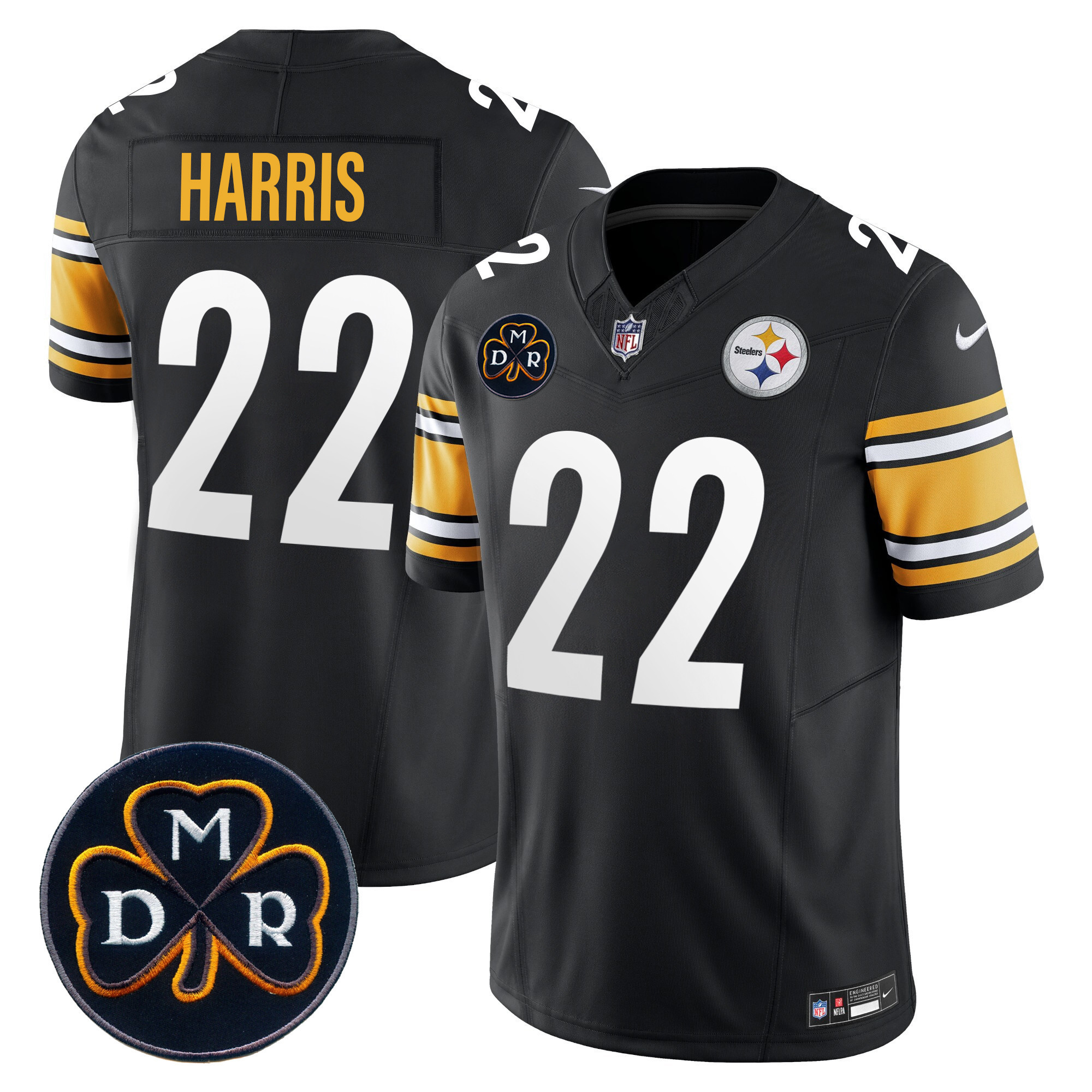 Najee Harris Men's Pittsburgh Steelers DMR Patch Vapor Limited Black Jersey - All Stitched