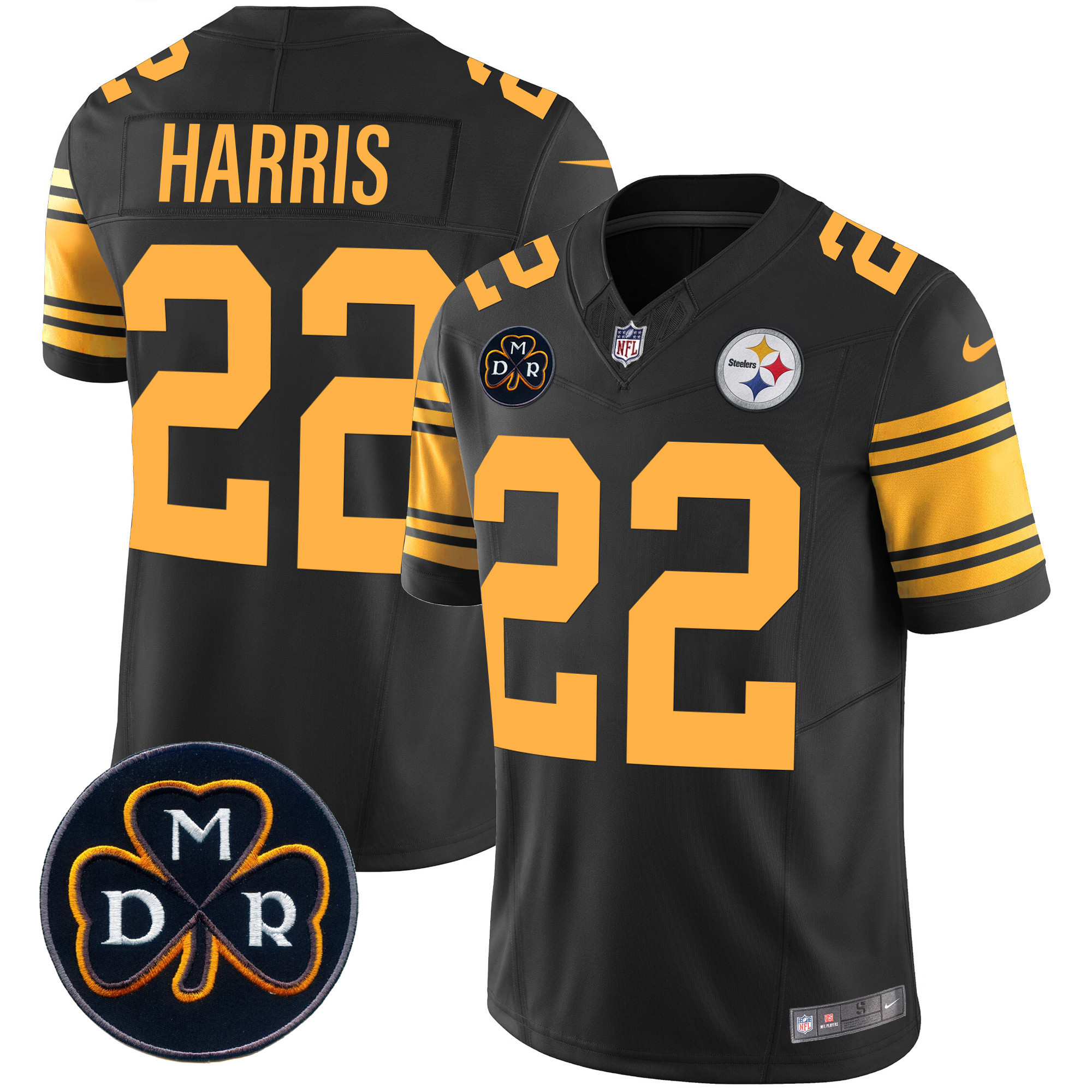 Najee Harris Men's Pittsburgh Steelers DMR Patch Vapor Limited Color Rush Jersey - All Stitched