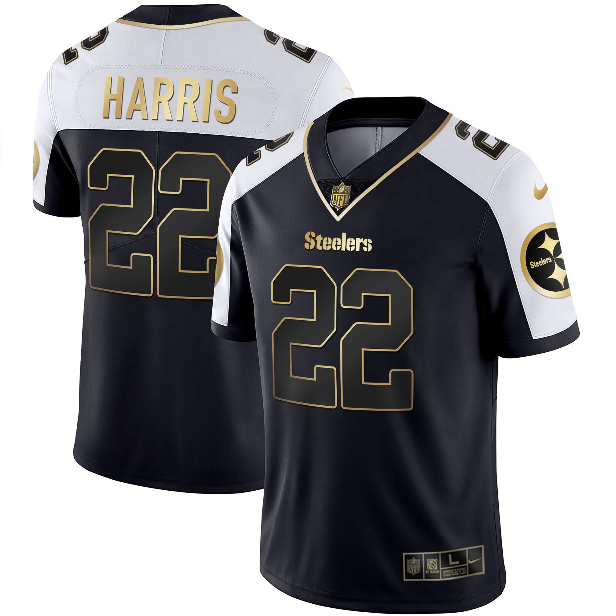Najee Harris Men's Pittsburgh Steelers Gold & Split - All Stitched Alternate Jersey - All Stitched