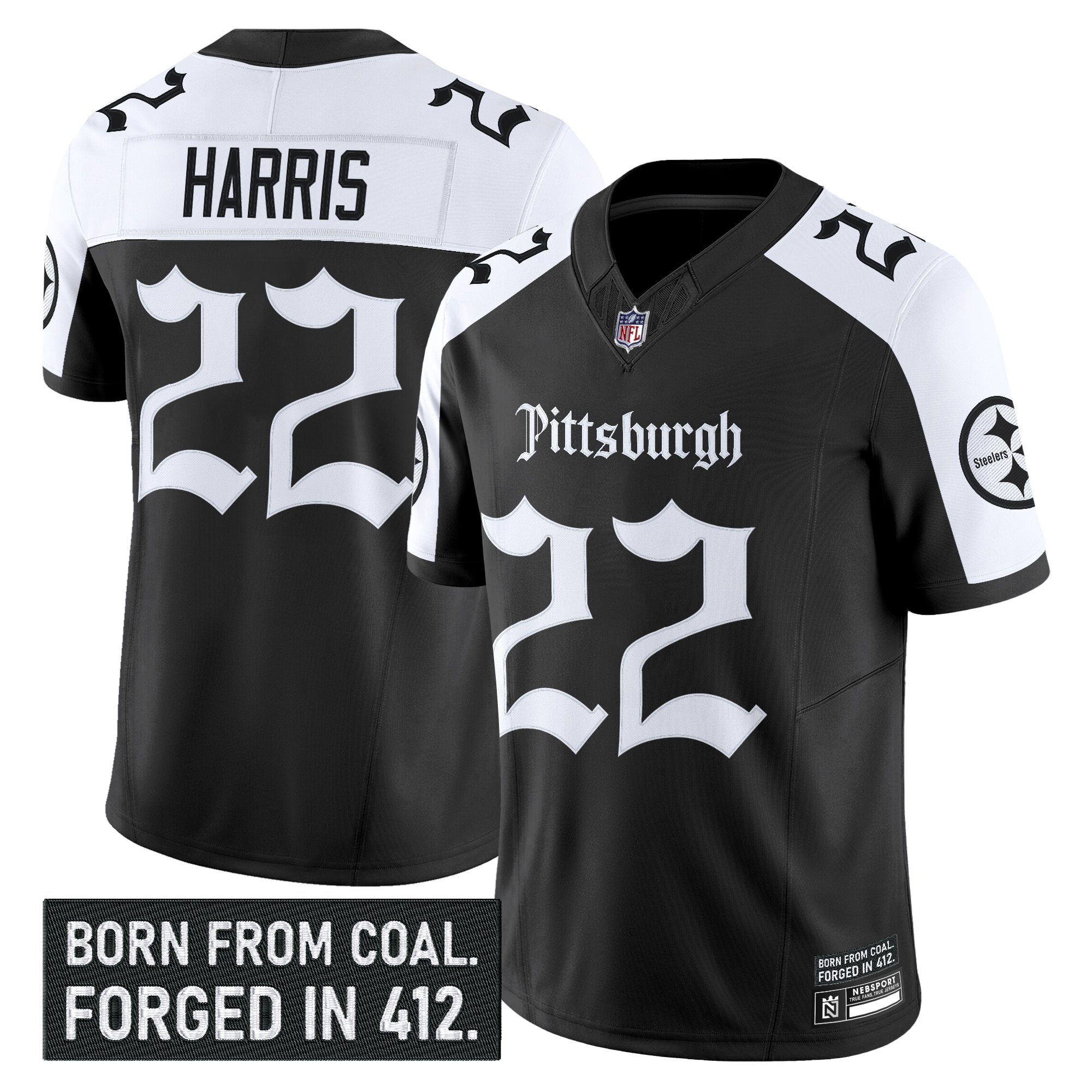 Najee Harris Men's Pittsburgh Steelers 'Gothic Steel City Edition' Vapor Limited Alternate Jersey - All Stitched