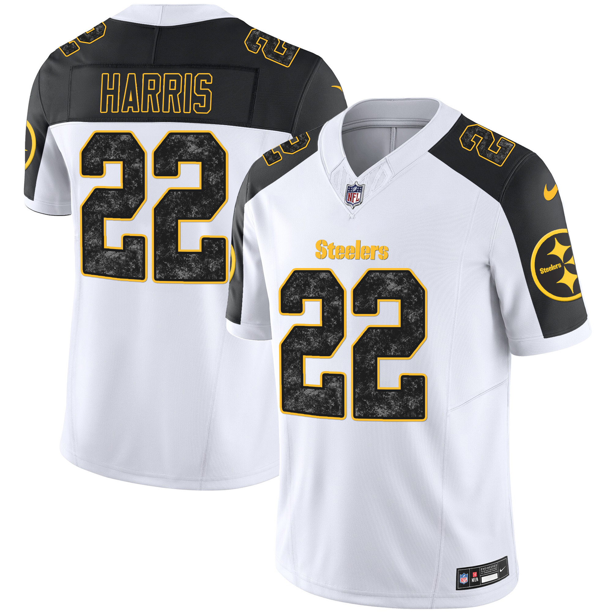 Najee Harris Men's Pittsburgh Steelers Grunge Vapor Limited Inverted Jersey - All Stitched