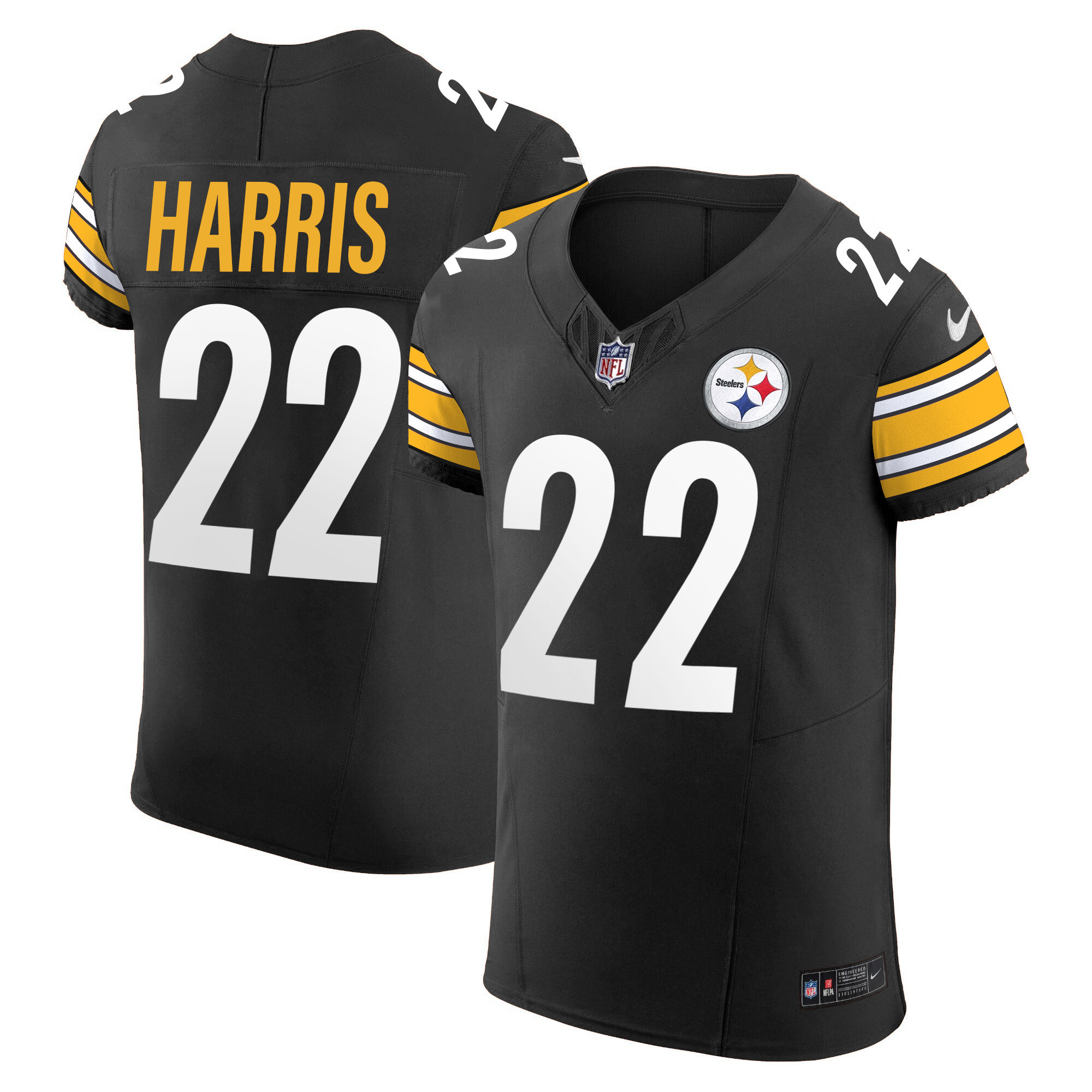 Najee Harris Men's Pittsburgh Steelers Vapor Elite Black Jersey - All Stitched