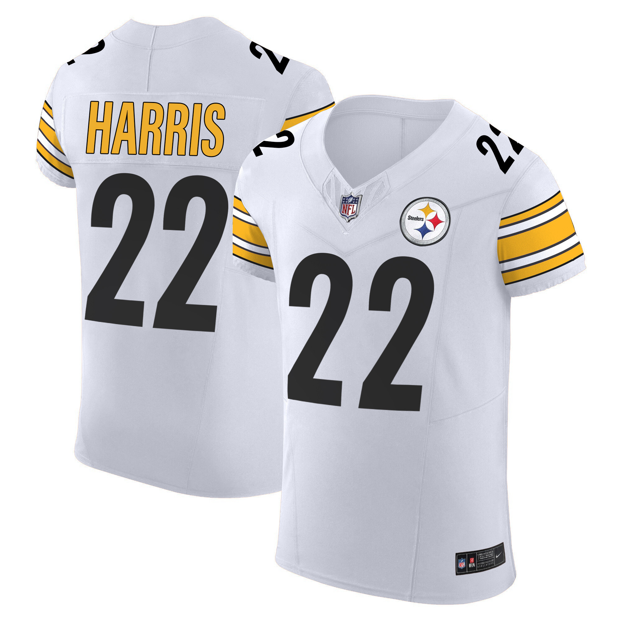Najee Harris Men's Pittsburgh Steelers Vapor Elite White Jersey - All Stitched