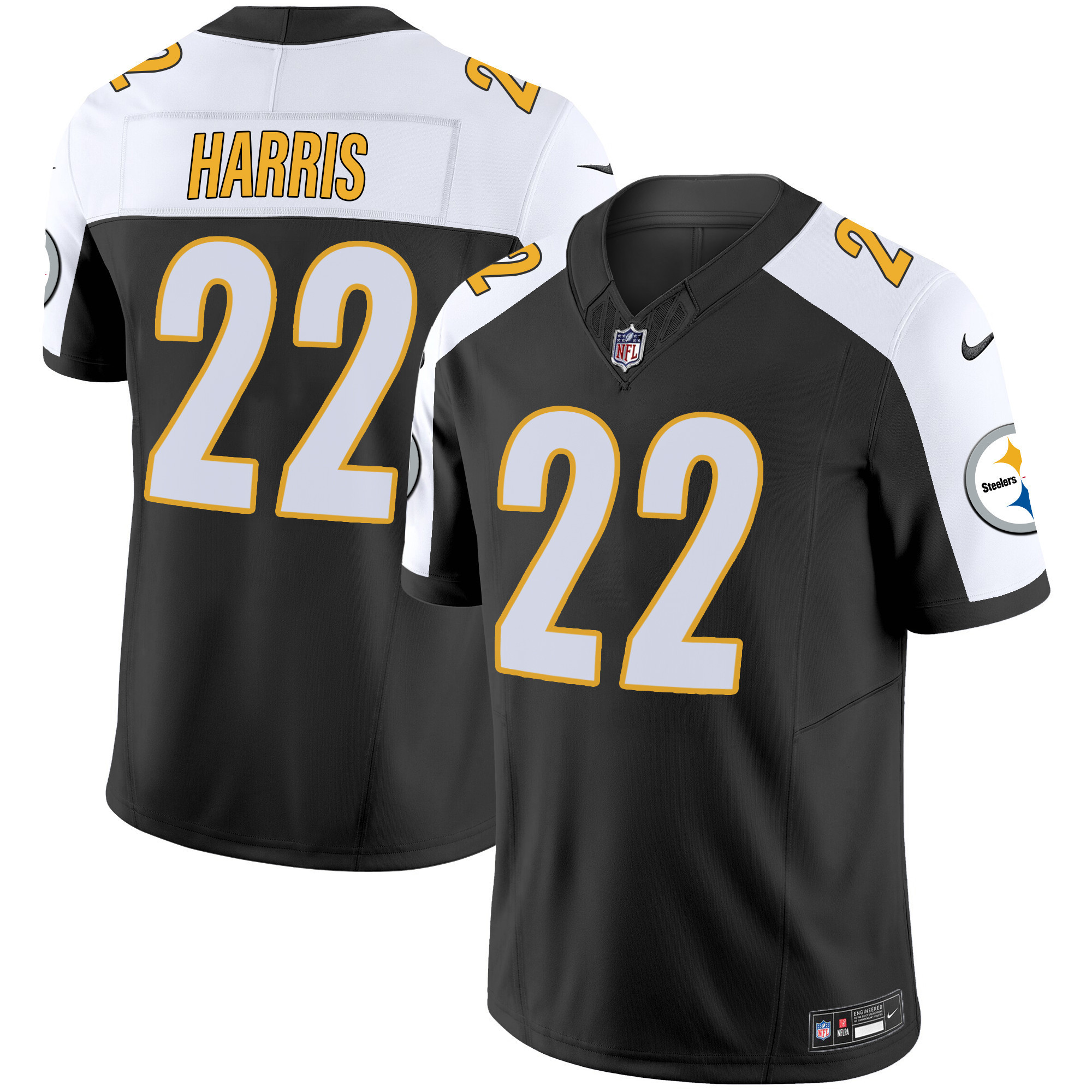 Najee Harris Men's Pittsburgh Steelers Vapor Limited Black Alternate Jersey - All Stitched