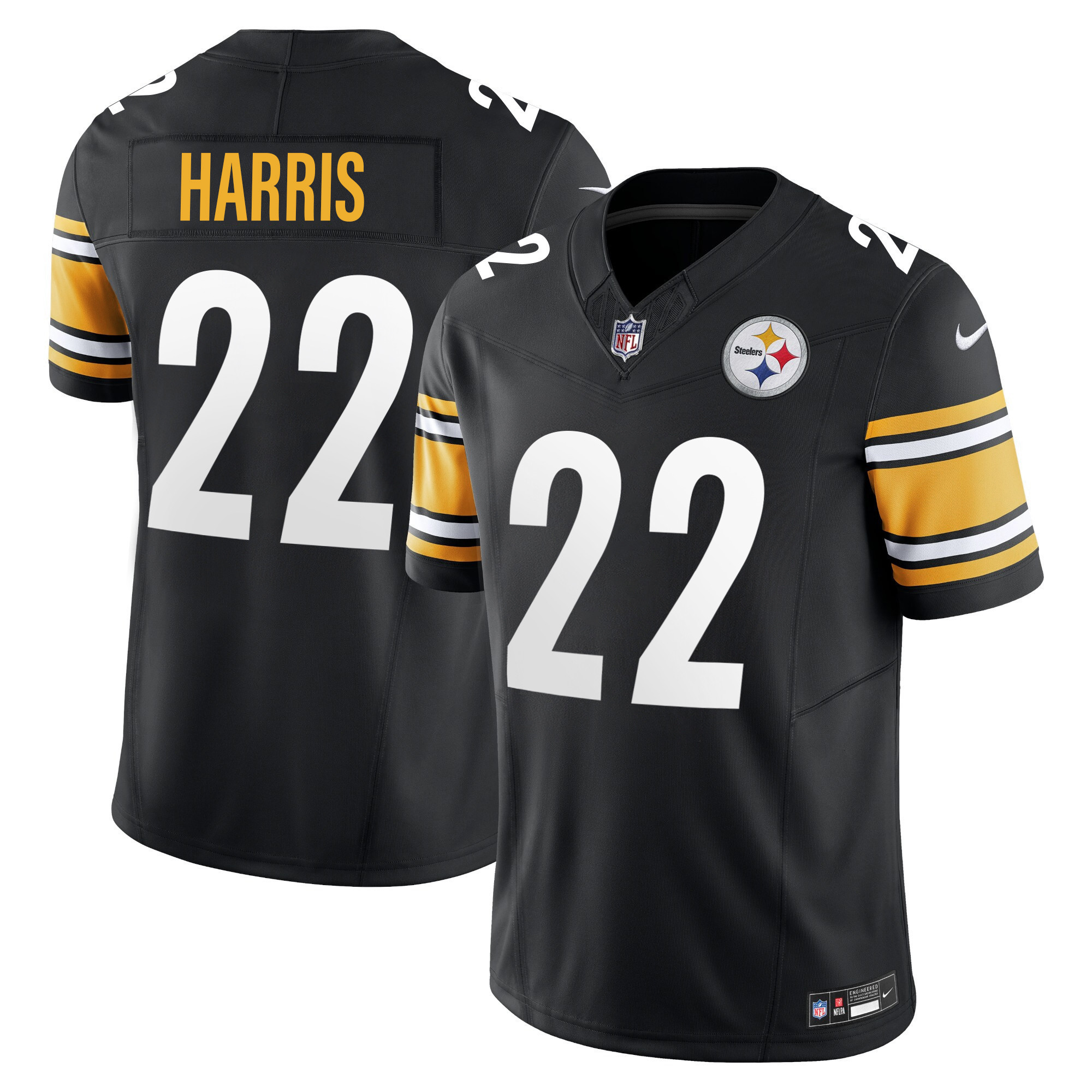 Najee Harris Men's Pittsburgh Steelers Vapor Limited Black Jersey - All Stitched