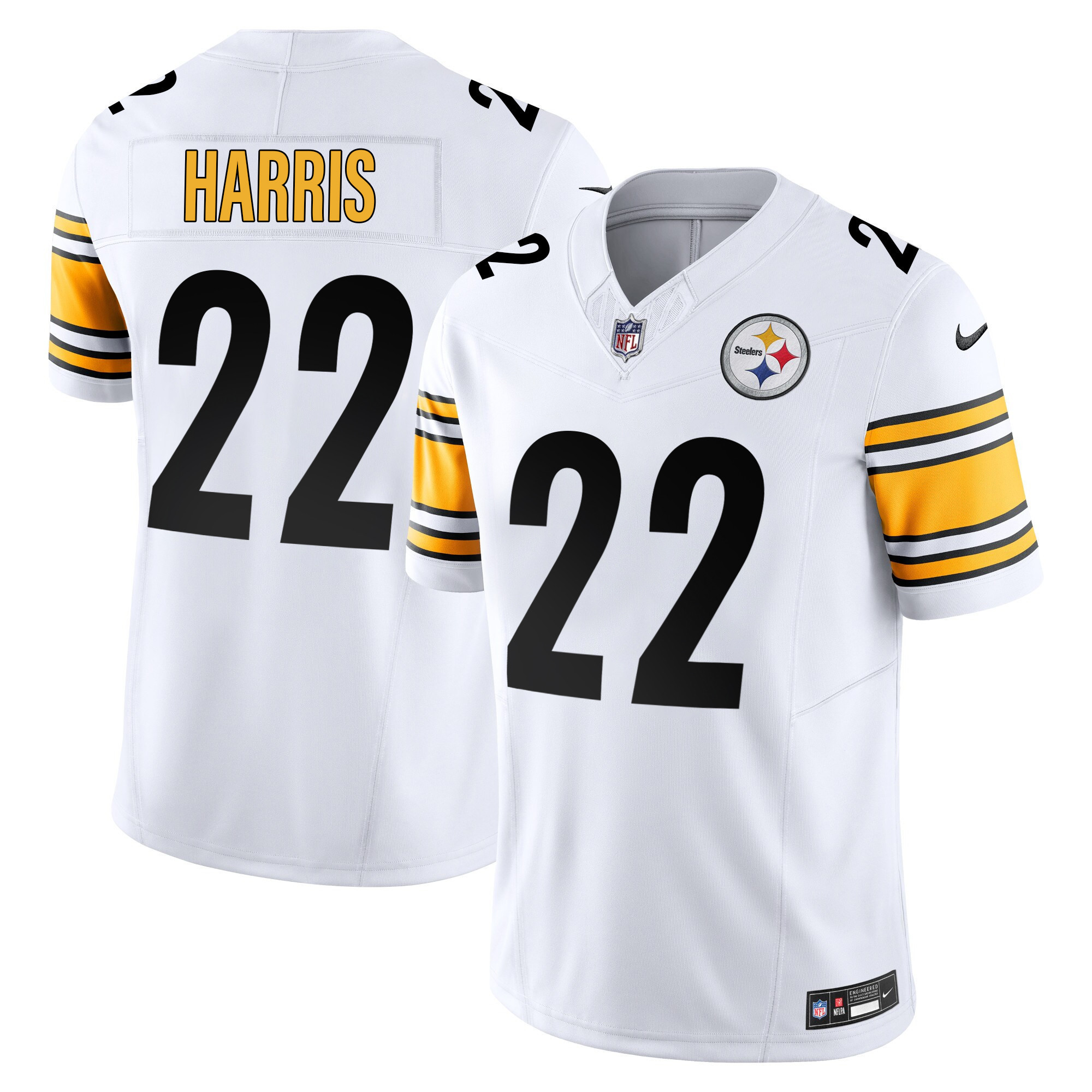 Najee Harris Men's Pittsburgh Steelers Vapor Limited White Jersey - All Stitched