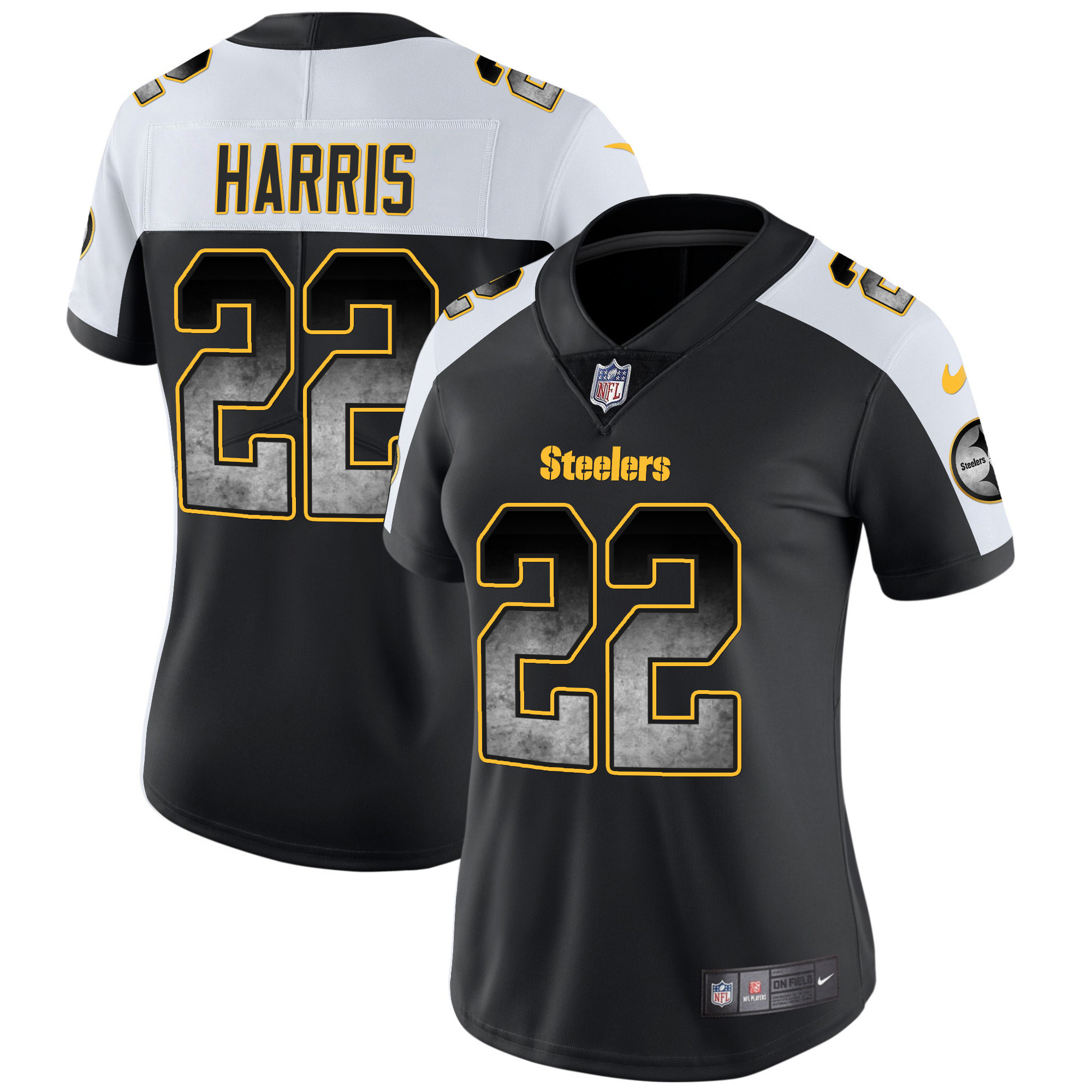 Najee Harris Women's Pittsburgh Steelers Arch Smoke Vapor Alternate Jersey - All Stitched