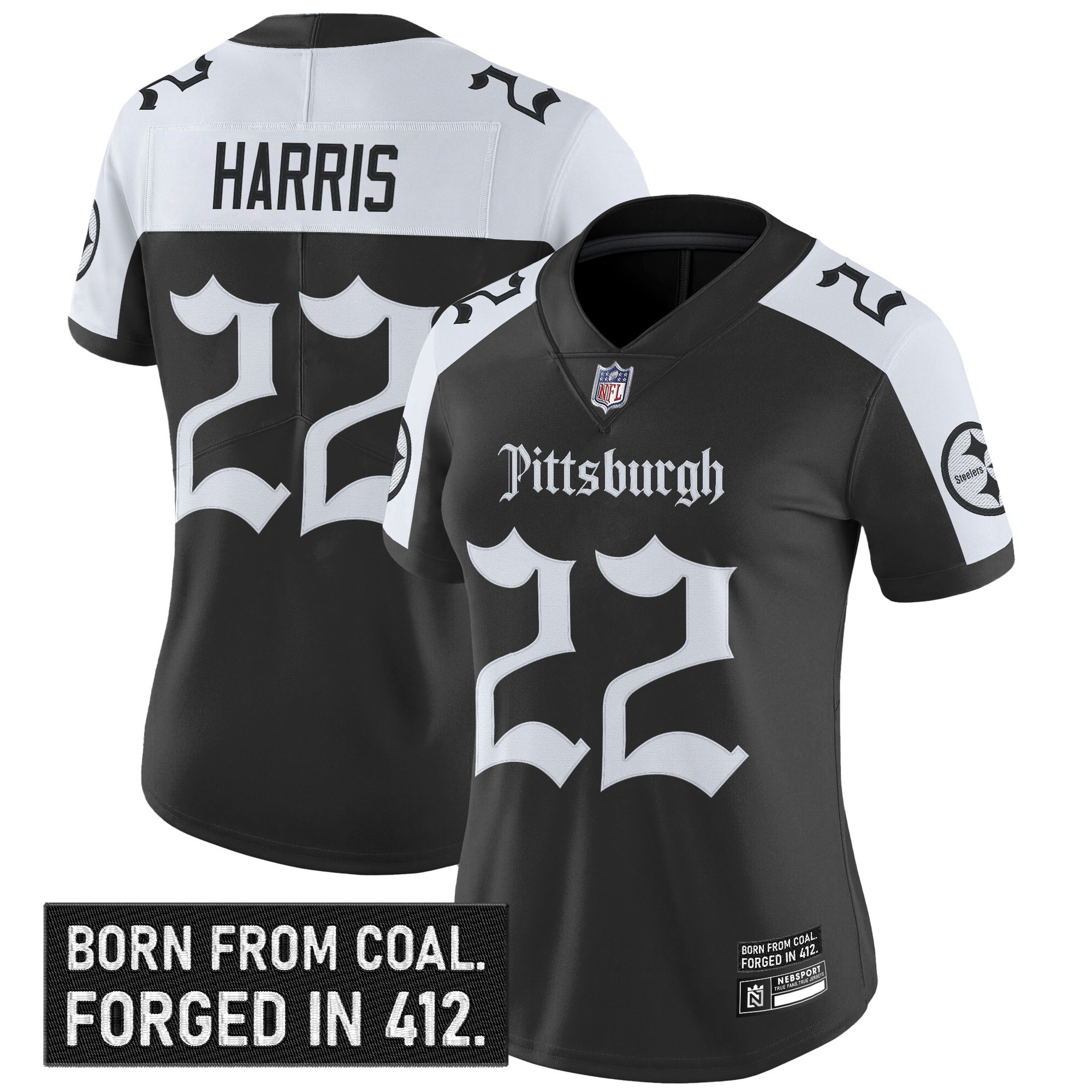 Najee Harris Women's Pittsburgh Steelers 'Gothic Steel City Edition' Vapor Limited Alternate Jersey - All Stitched