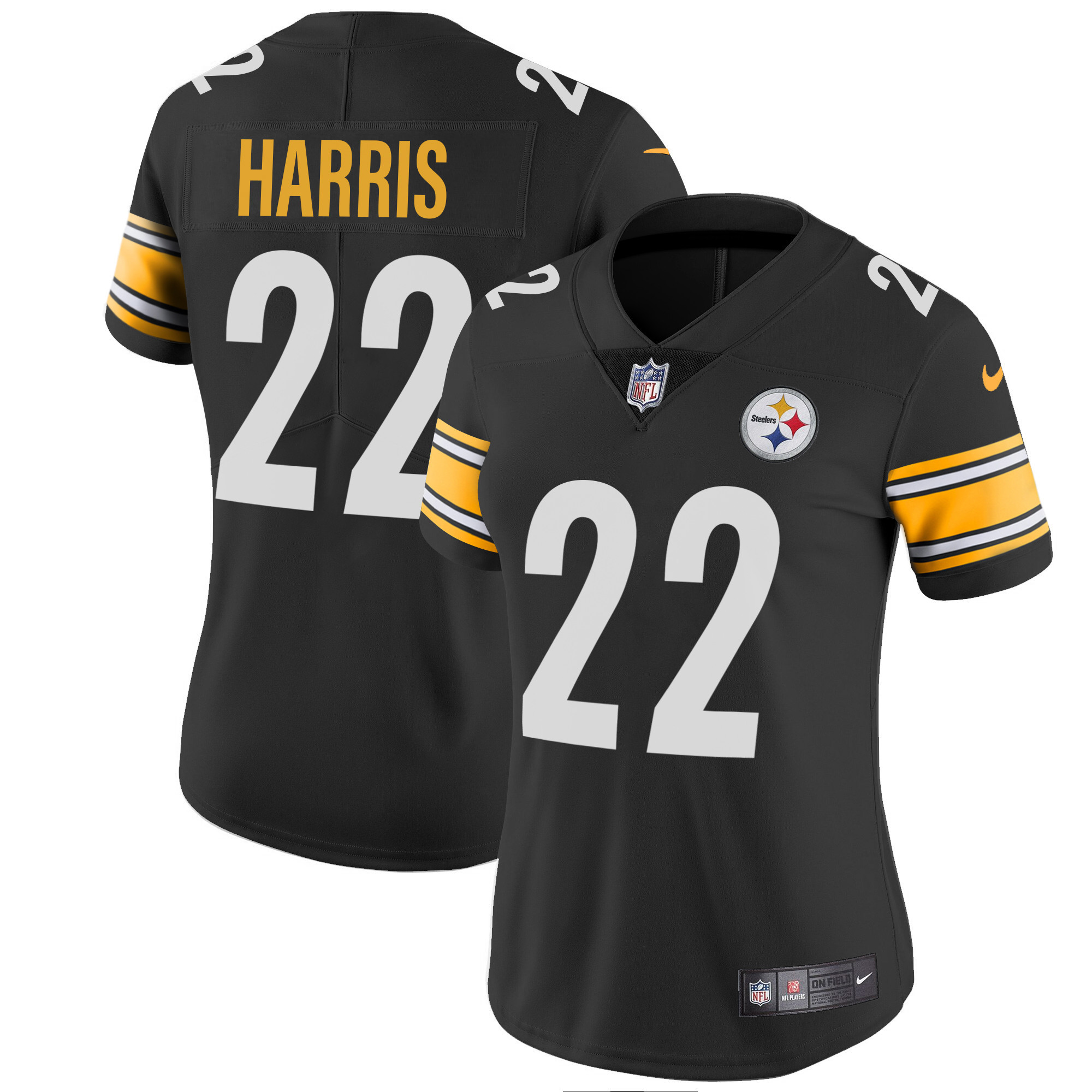 Najee Harris Women's Pittsburgh Steelers Vapor Limited Black Jersey - All Stitched