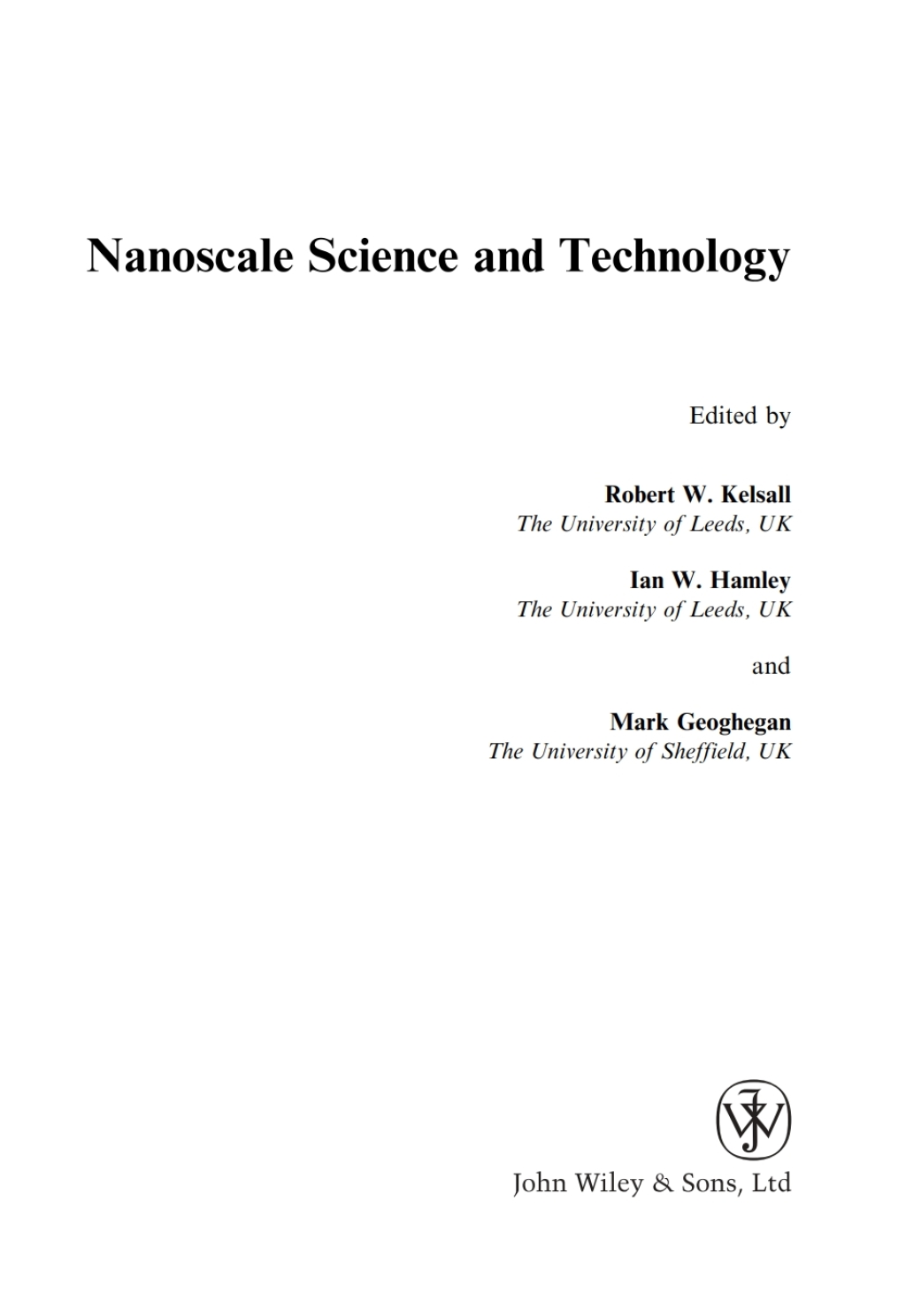 Nanoscale Science and Technology 1st Edition â€“ PDF/EPUB Version Downloadable