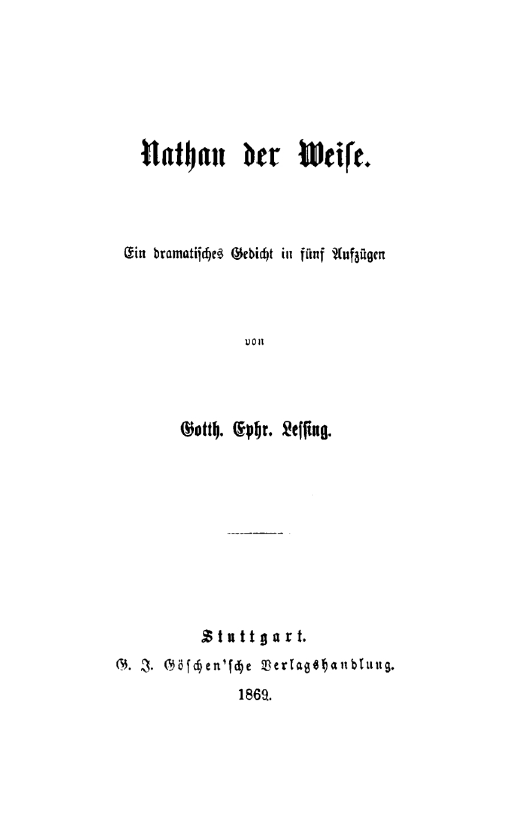 Nathan der Weise Ein dramatisches Gedicht in fÃ¼nf AufzÃ¼gen 1st Edition â€“ PDF/EPUB Version Downloadable