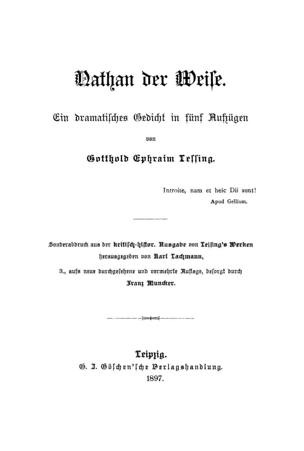 Nathan der Weise Ein dramatisches Gedicht in fÃ¼nf AufzÃ¼gen 8th Edition â€“ PDF/EPUB Version Downloadable