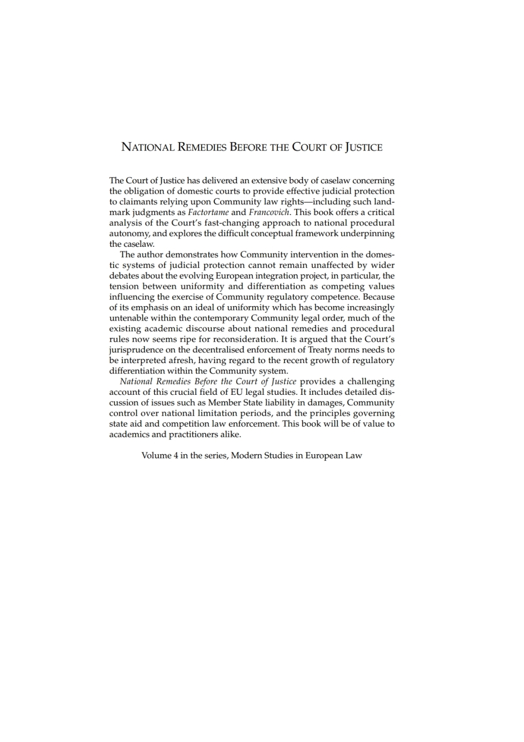 National Remedies Before the Court of Justice Issues of Harmonisation and Differentiation 1st Edition â€“ PDF/EPUB Version Downloadable