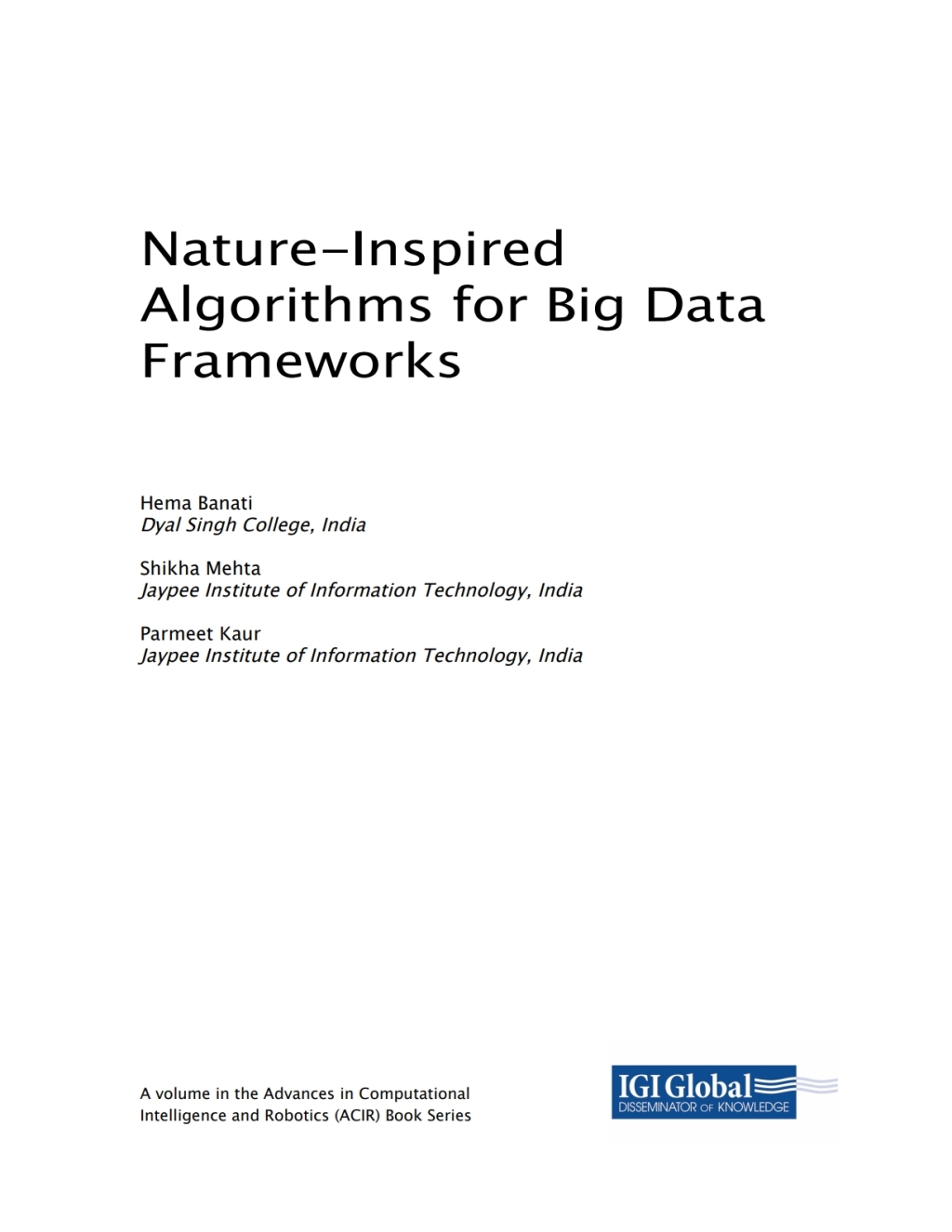 Nature-Inspired Algorithms for Big Data Frameworks  â€“ PDF/EPUB Version Downloadable