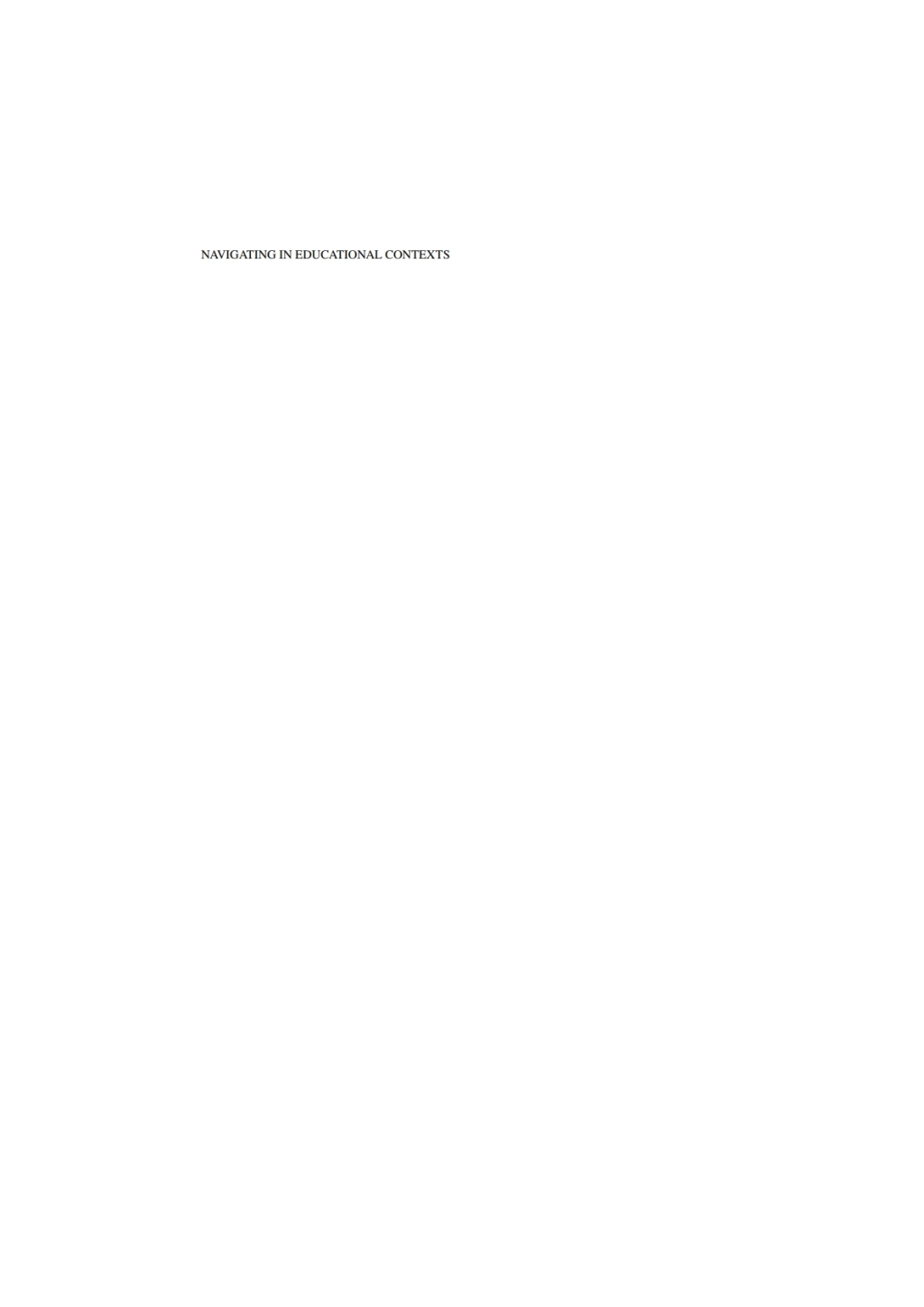 NAVIGATING IN EDUCATIONAL CONTEXTS  â€“ PDF/EPUB Version Downloadable