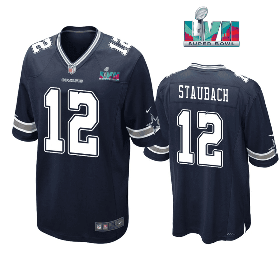 Navy Roger Staubach Dallas Cowboys Jersey Super Bowl LVII Jersey - All Stitched