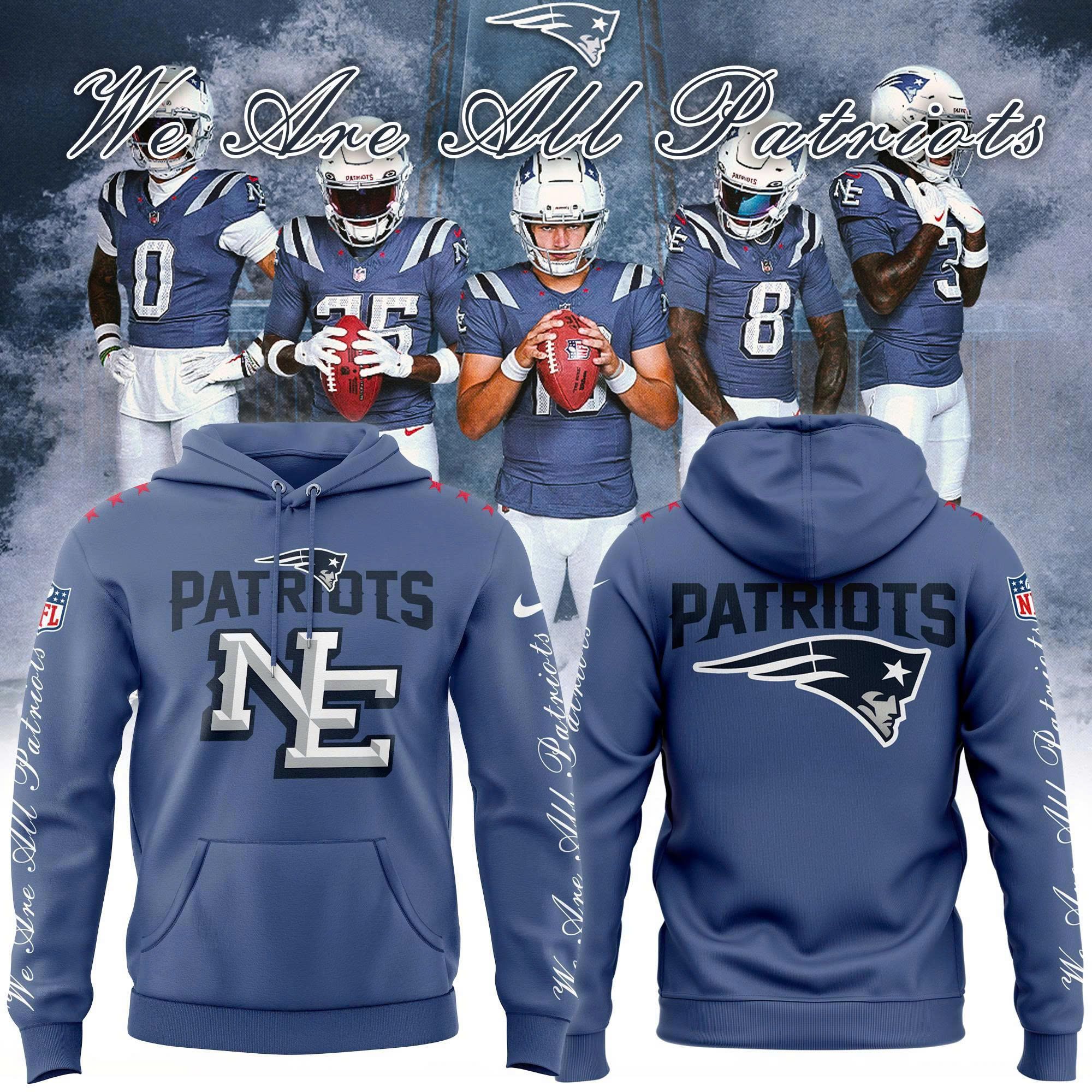 NE Patriots 2025 Nike Rivalries Fleece Hoodie - We Are All Patriots