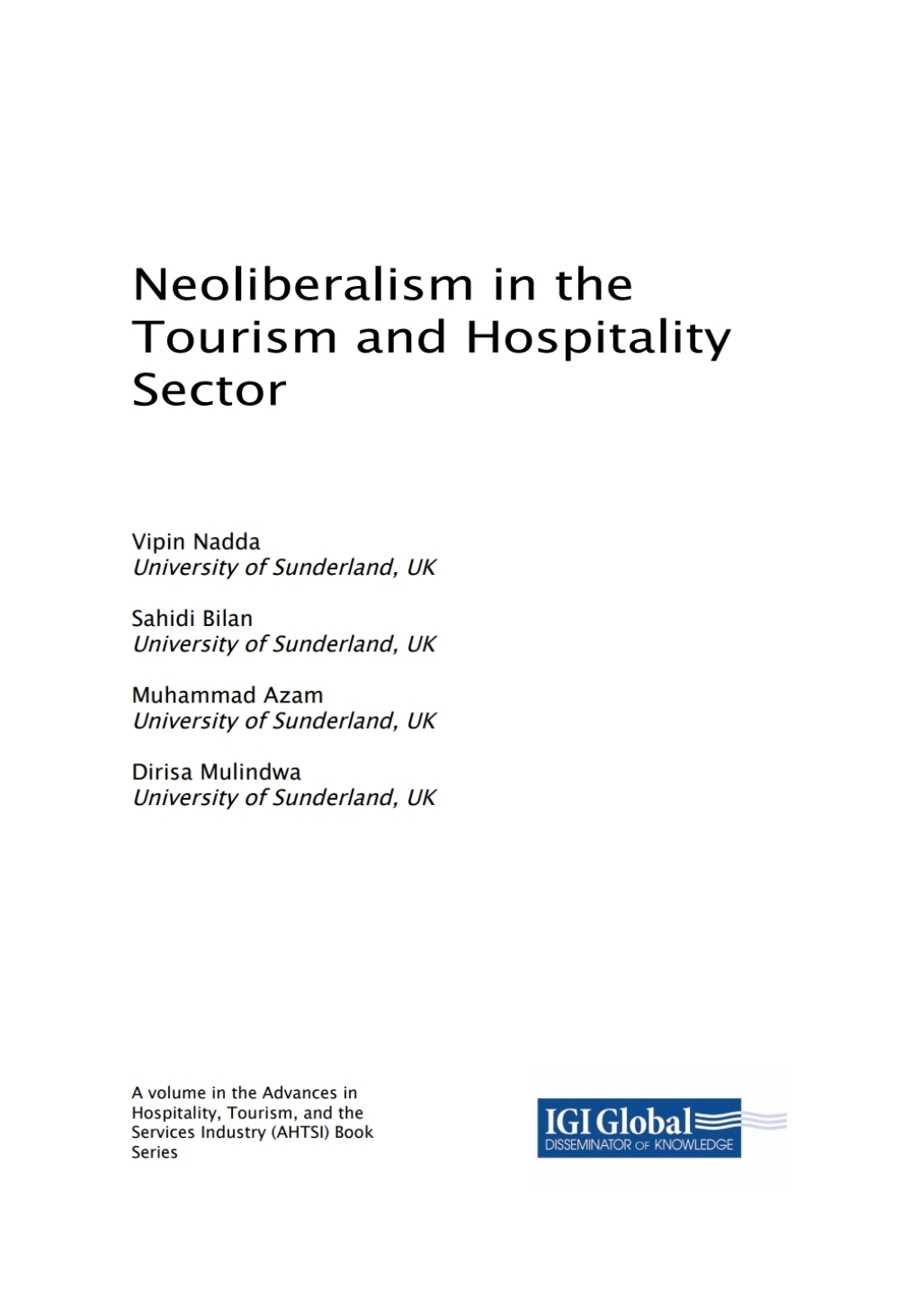 Neoliberalism in the Tourism and Hospitality Sector  â€“ PDF/EPUB Version Downloadable