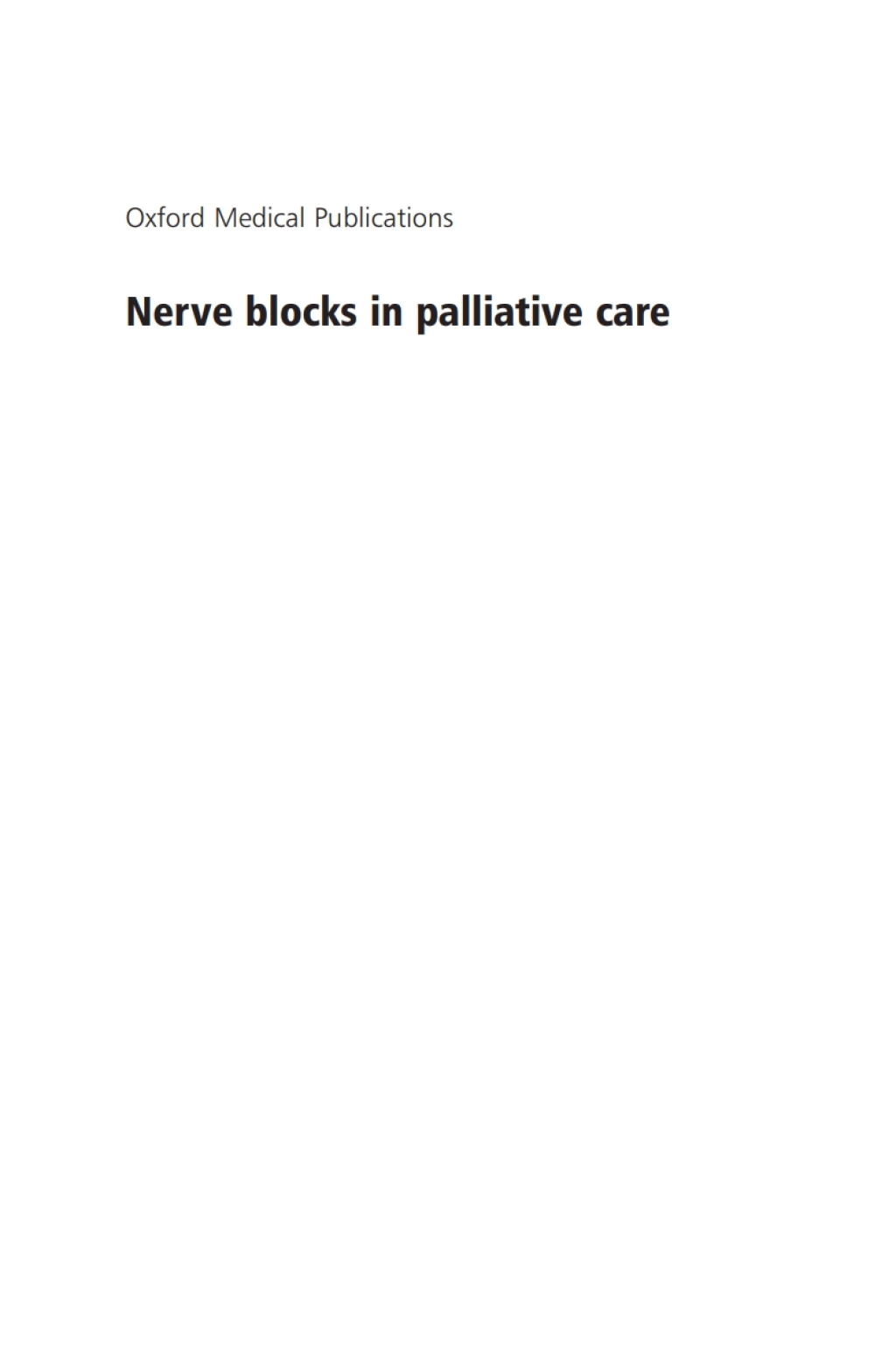 Nerve Blocks in Palliative Care  â€“ PDF/EPUB Version Downloadable