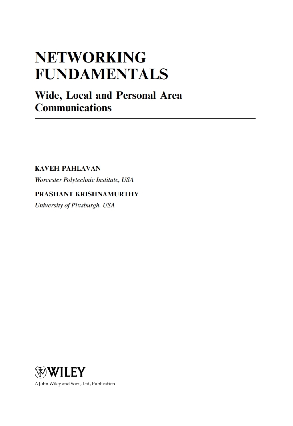 Networking Fundamentals Wide, Local and Personal Area Communications 1st Edition â€“ PDF/EPUB Version Downloadable
