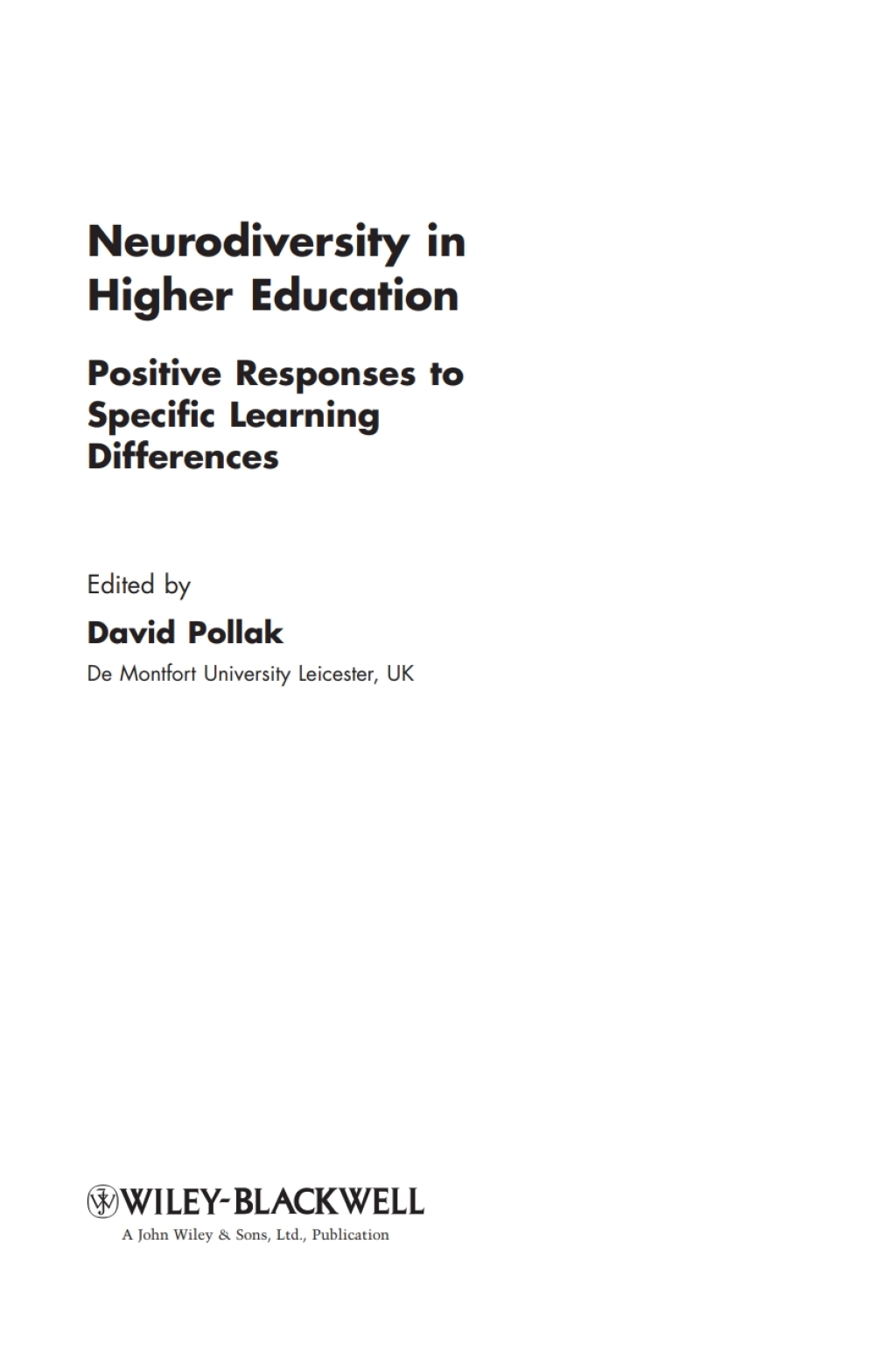 Neurodiversity in Higher Education Positive Responses to Specific Learning Differences 1st Edition â€“ PDF/EPUB Version Downloadable
