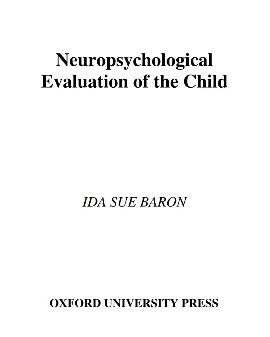 Neuropsychological Evaluation of the Child  â€“ PDF/EPUB Version Downloadable