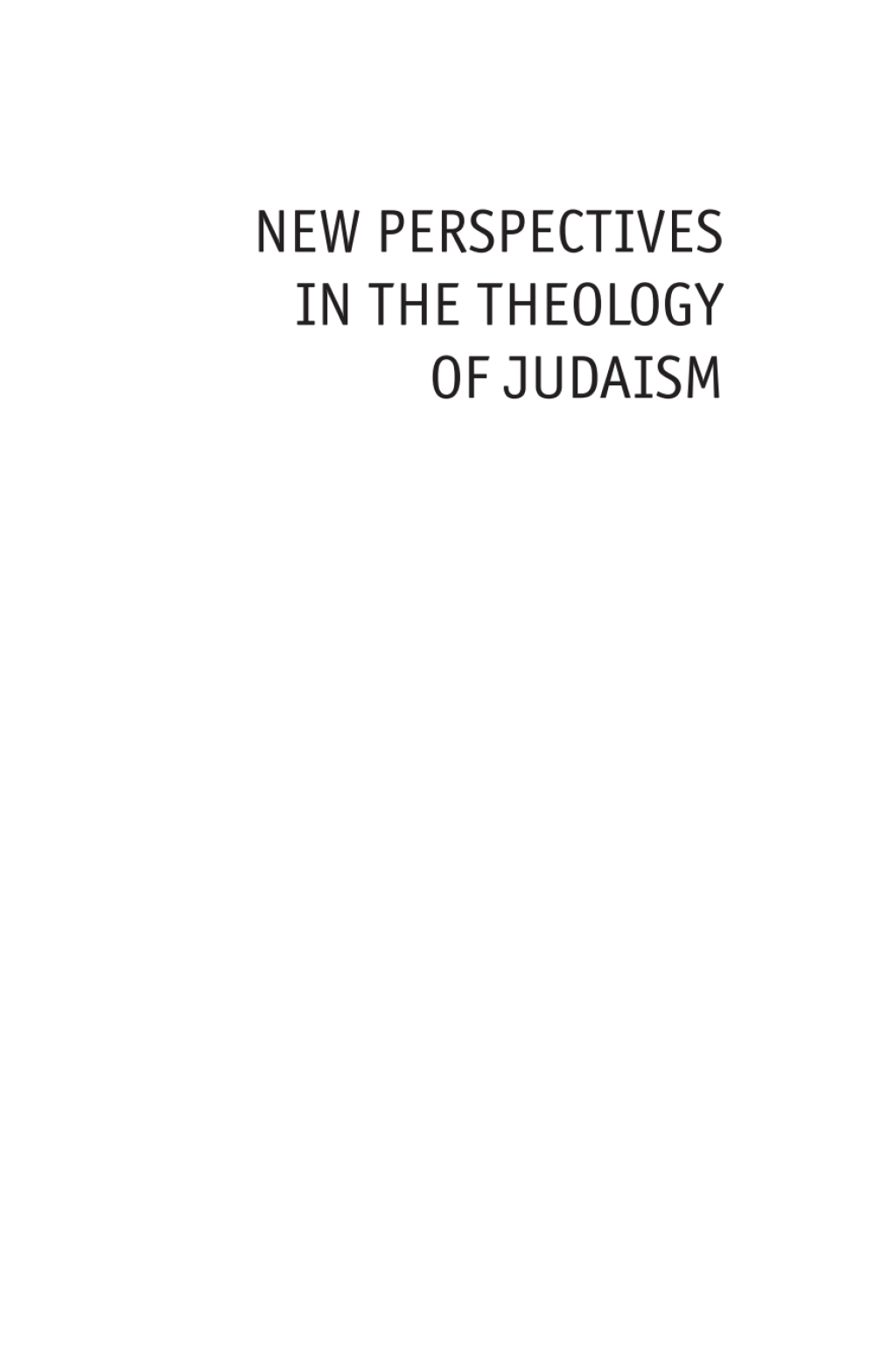New Perspectives in Theology of Judaism  â€“ PDF/EPUB Version Downloadable
