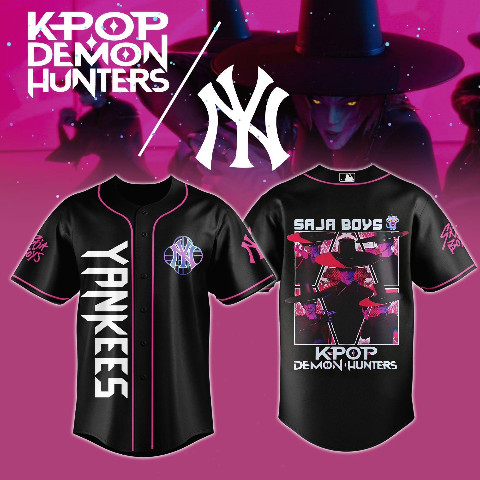 New York Yankees MLB x KPop Demon Hunters Saja Boys Editions Limited 2025 Baseball Jersey