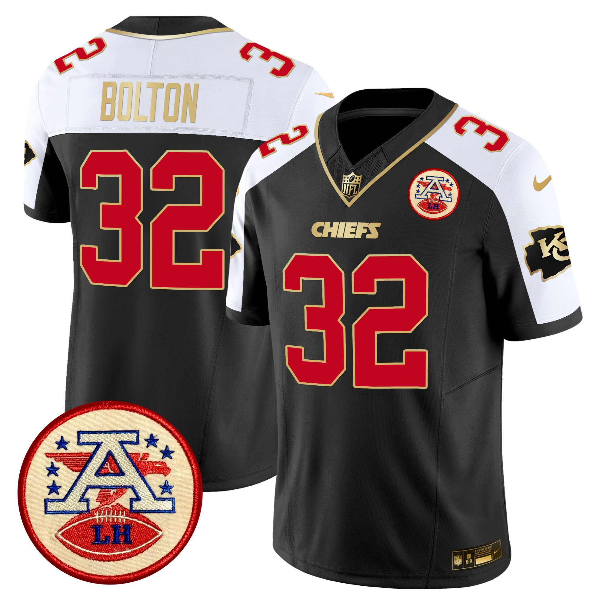 Nick Bolton Men's Kansas City Chiefs 2024 Lamar Hunt Patch Vapor Limited Black Alternate Jersey - All Stitched