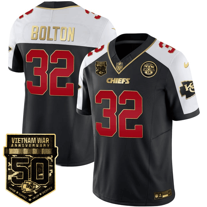 Nick Bolton Men's Kansas City Chiefs 50th Vietnam War Anniversary Patch Vapor Limited Black Alternate Jersey - All Stitched