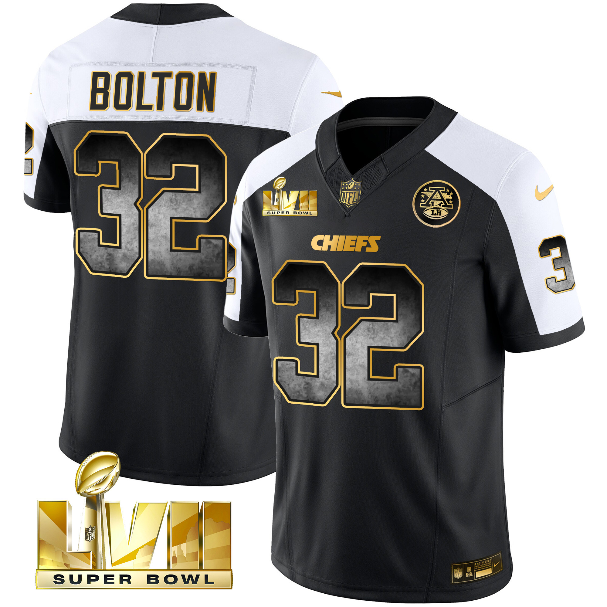 Nick Bolton Men's Kansas City Chiefs Gold Arch Smoke Vapor Alternate Jersey - All Stitched