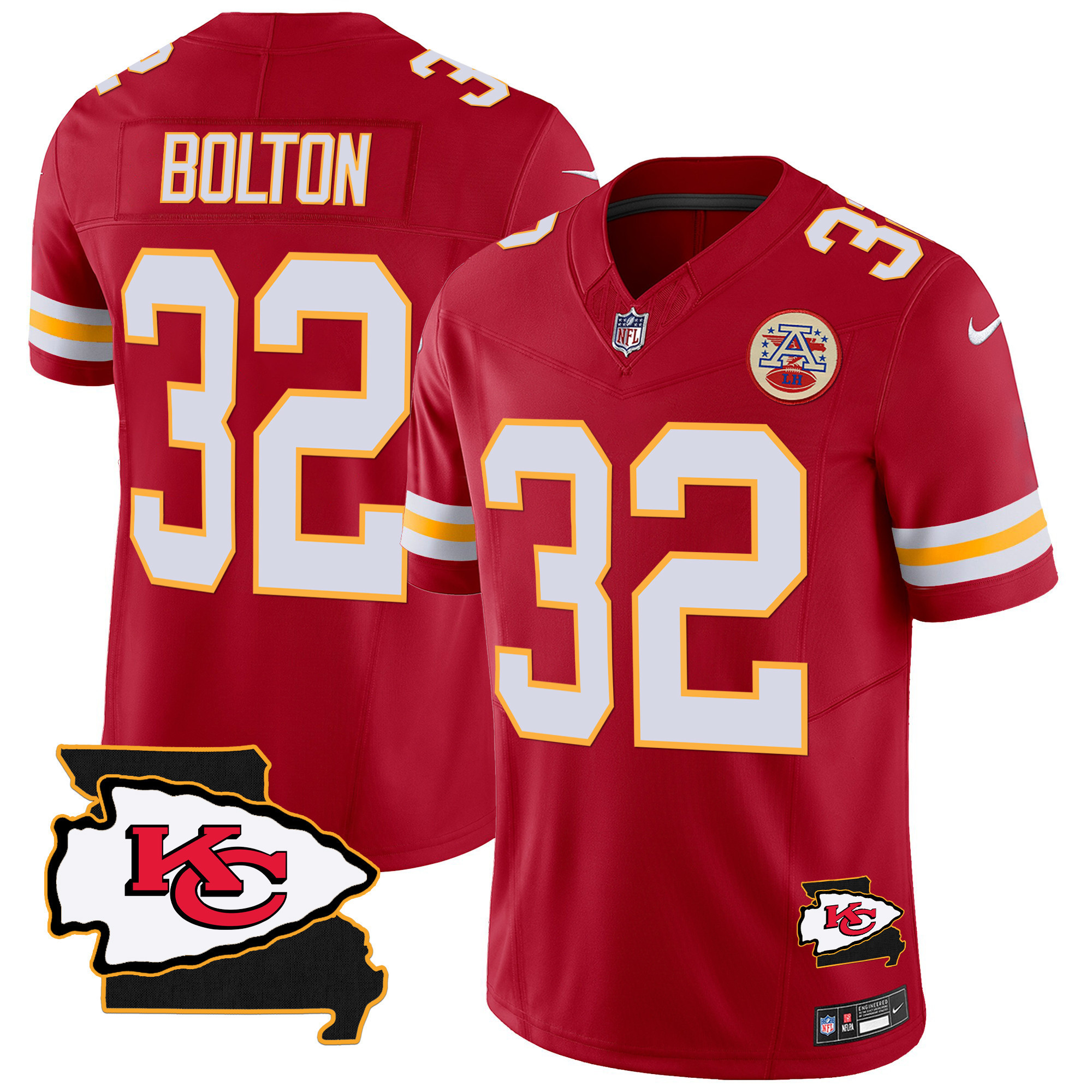 Nick Bolton Men's Kansas City Chiefs Missouri Patch Vapor Limited Red Jersey - All Stitched
